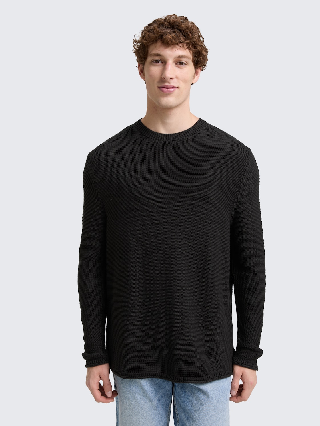 Thumbnail - TOM TAILOR DENIM Herren Relaxed Fit Strickpullover, schwarz, Uni, Gr. M