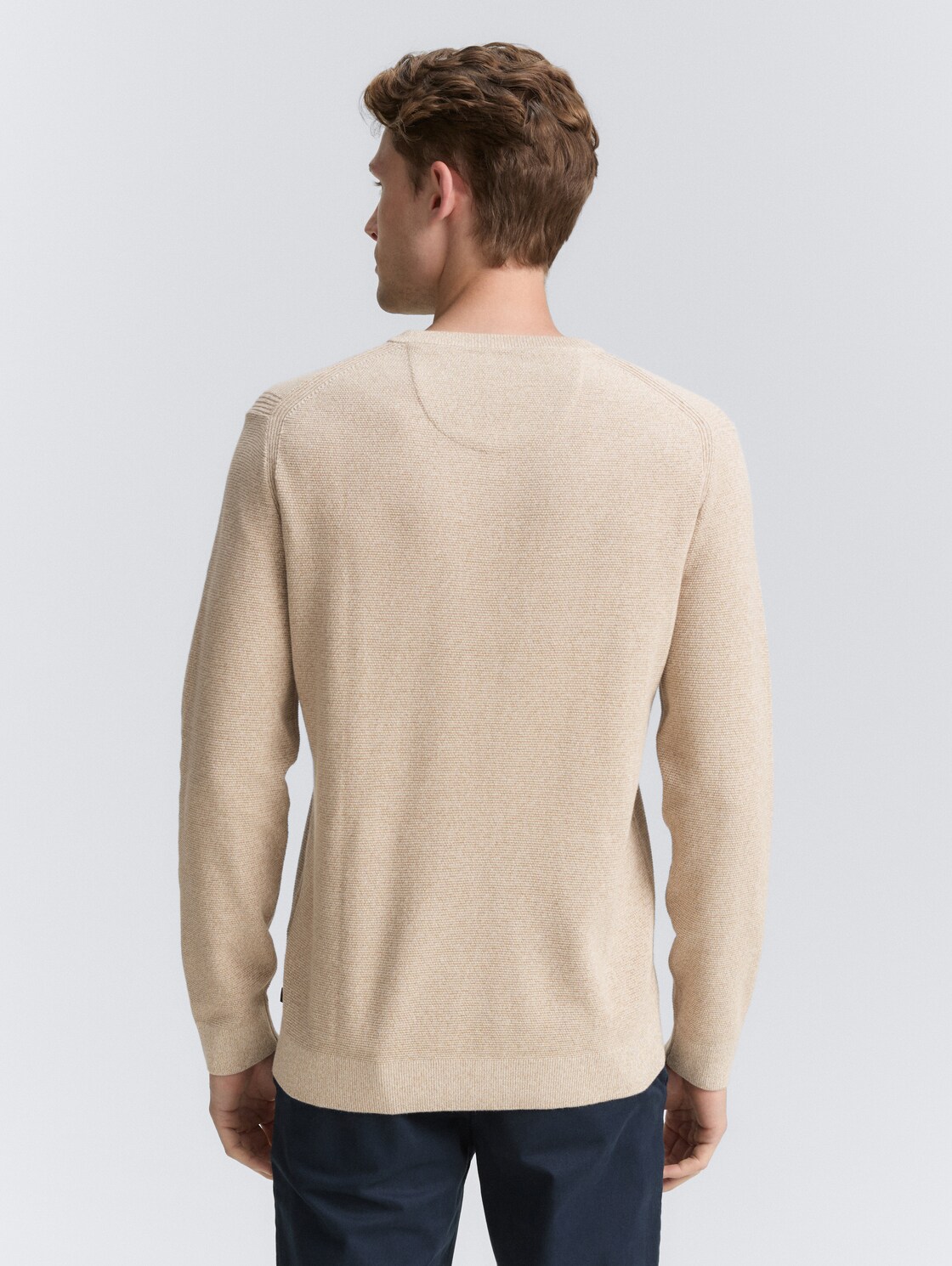 Thumbnail - TOM TAILOR Herren Strickpullover mit V-Ausschnitt aus Bio-Baumwolle, beige, Meliert, Gr. XXXL