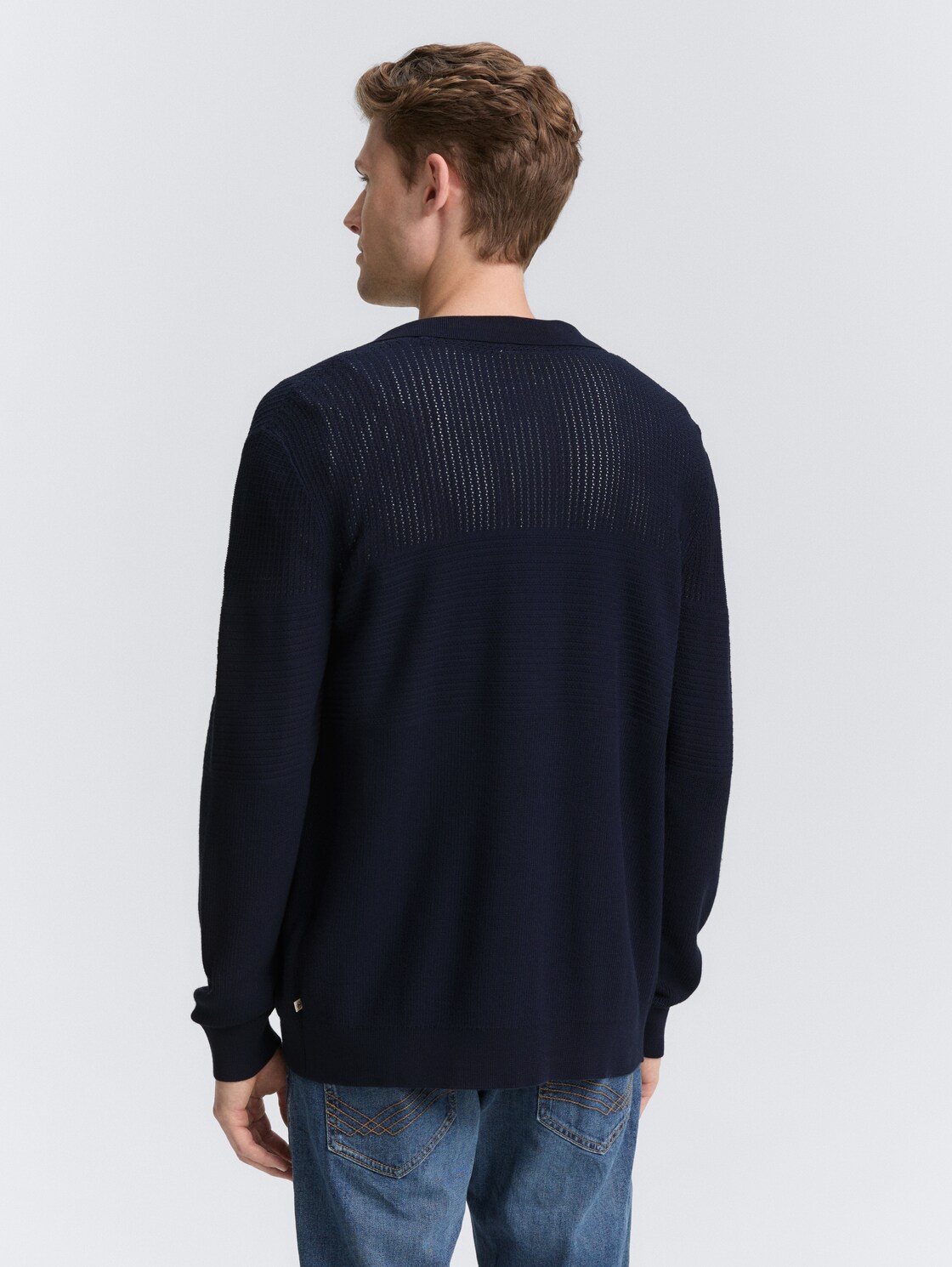 Thumbnail - TOM TAILOR Herren Strickjacke mit Knopfleiste, blau, Uni, Gr. XL