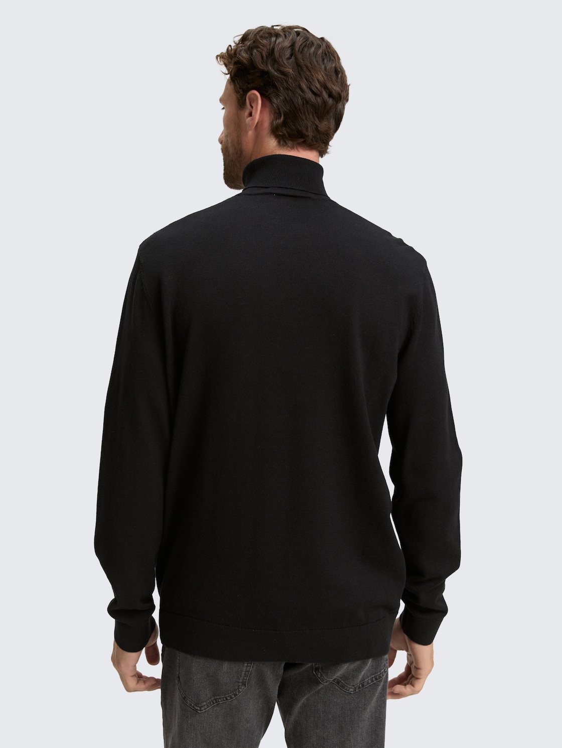 Thumbnail - TOM TAILOR Herren Rollkragenpullover aus Baumwolle, schwarz, Uni, Gr. XXXL