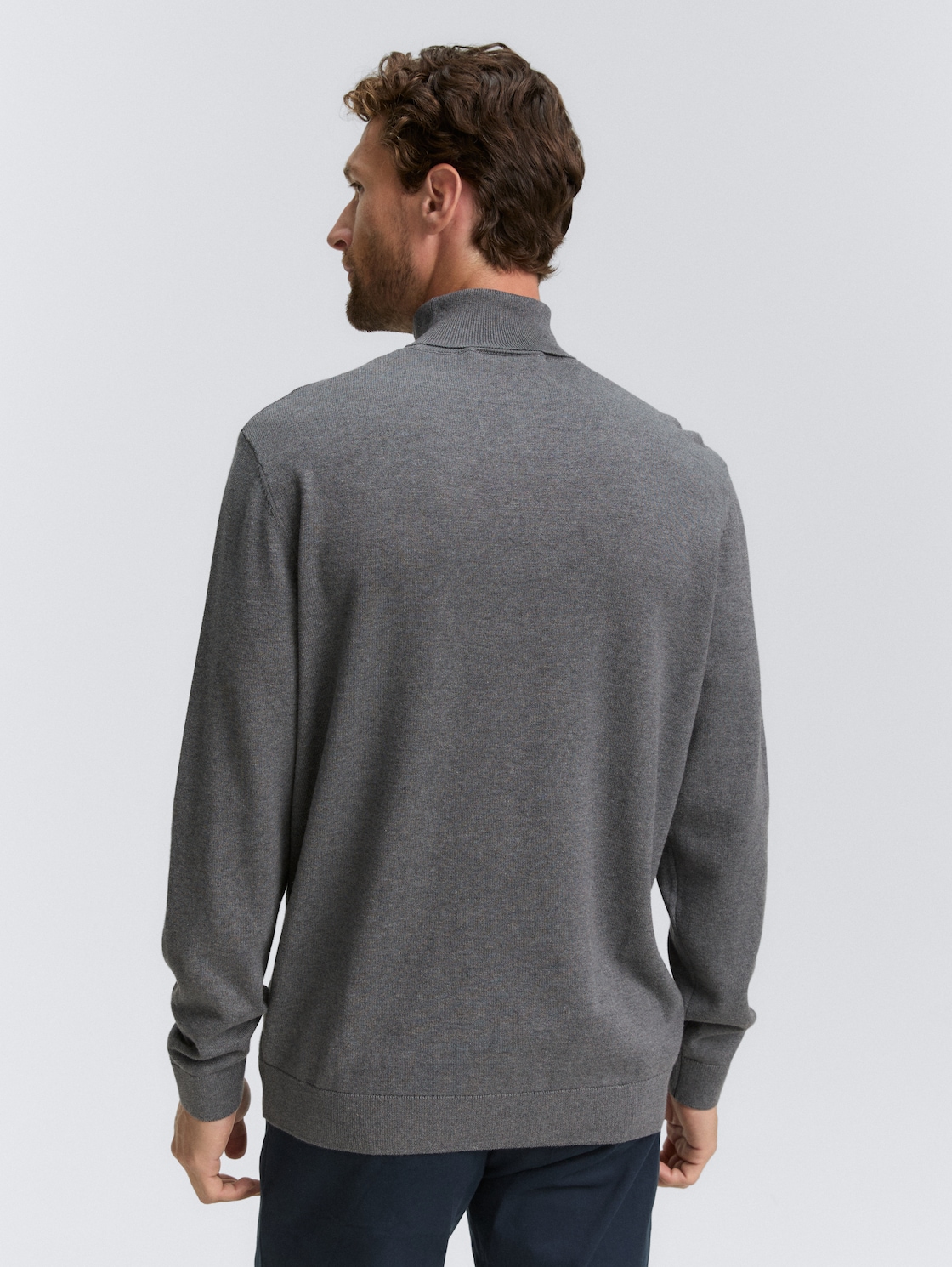 Thumbnail - TOM TAILOR Herren Rollkragenpullover aus Baumwolle, grau, Meliert, Gr. XXXL