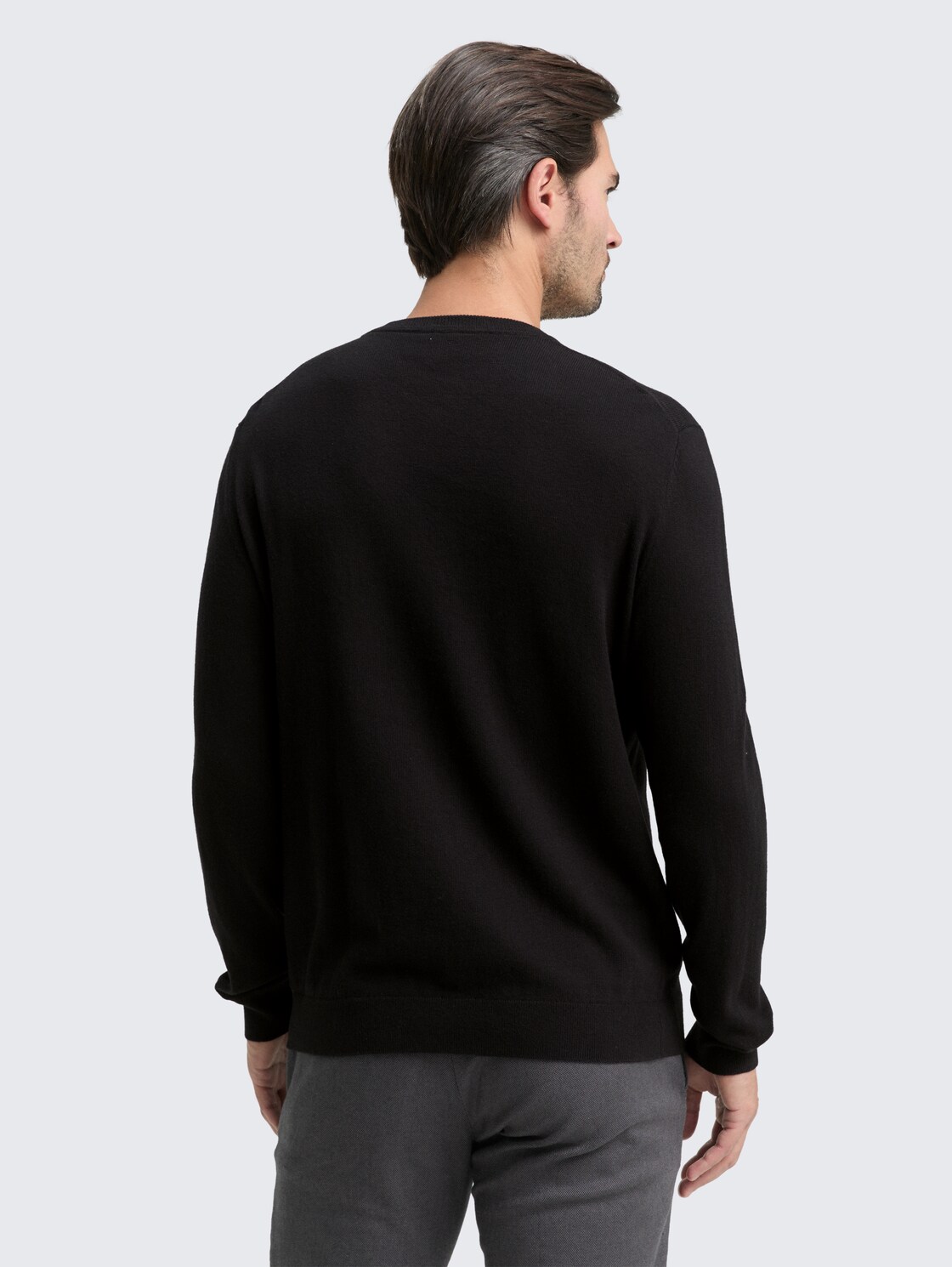Thumbnail - TOM TAILOR Herren Strickpullover mit Kaschmir-Anteil, schwarz, Uni, Gr. XL