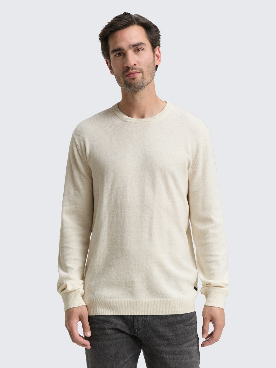 Thumbnail - TOM TAILOR Herren Strickpullover mit Kaschmir-Anteil, weiß, Meliert, Gr. L