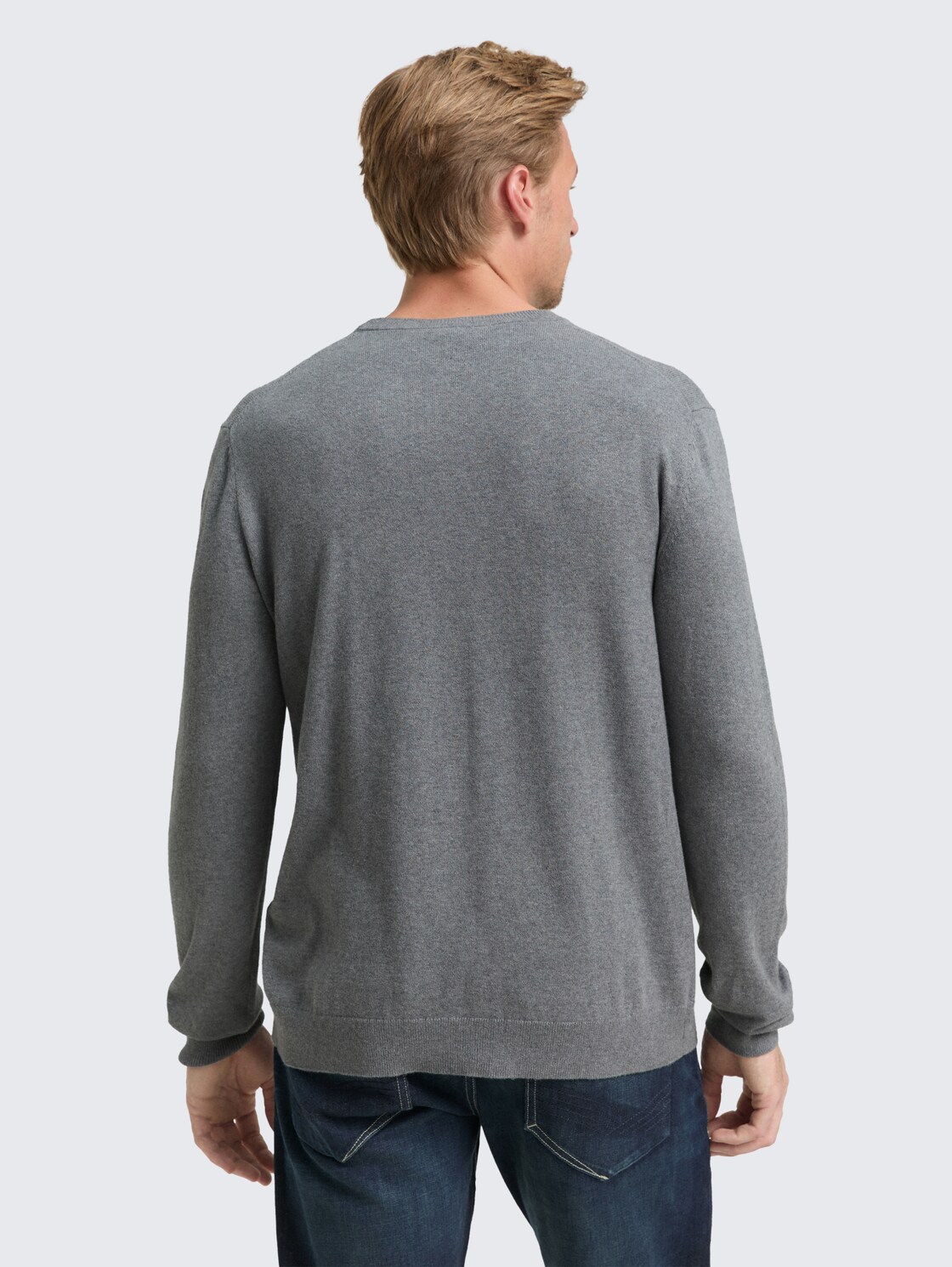 Thumbnail - TOM TAILOR Herren Strickpullover mit Kaschmir-Anteil, grau, Meliert, Gr. XL