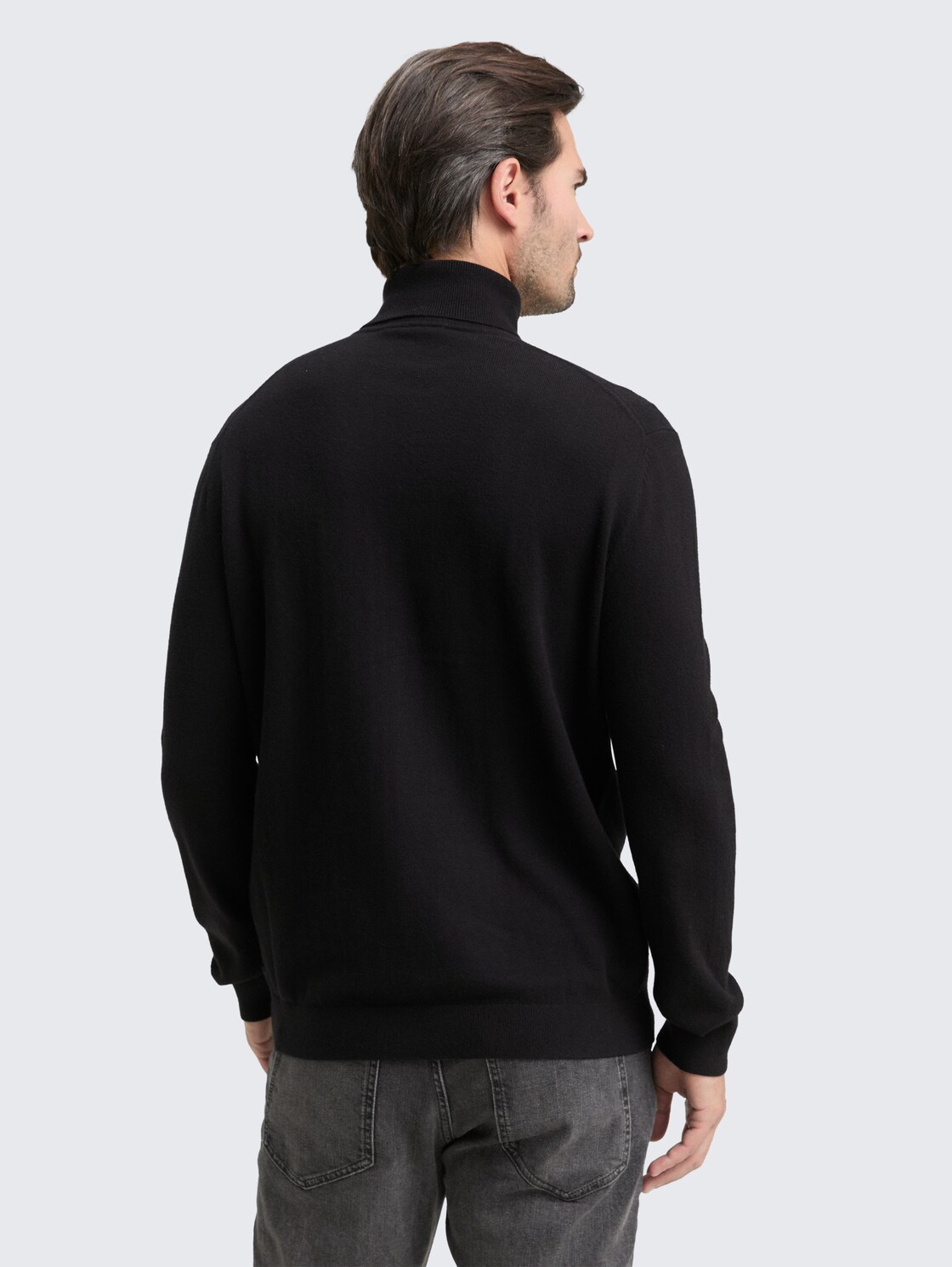 Thumbnail - TOM TAILOR Herren Rollkragenpullover mit Kaschmir-Anteil, schwarz, Uni, Gr. L