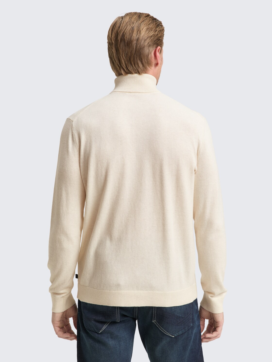 Thumbnail - TOM TAILOR Herren Rollkragenpullover mit Kaschmir-Anteil, weiß, Meliert, Gr. M