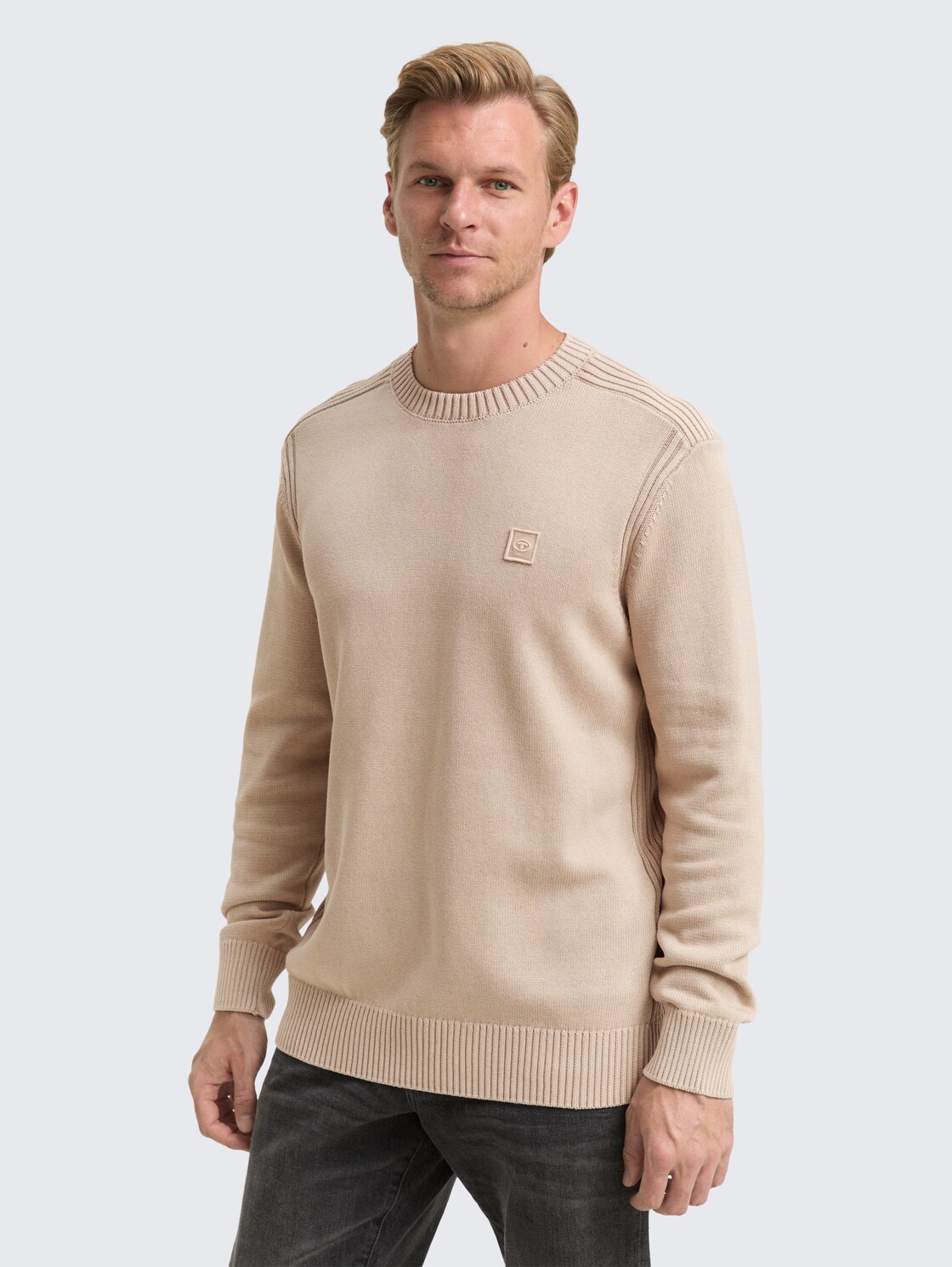 Thumbnail - TOM TAILOR Herren Strickpullover im Washed-Look aus Baumwolle, braun, Uni, Gr. XL