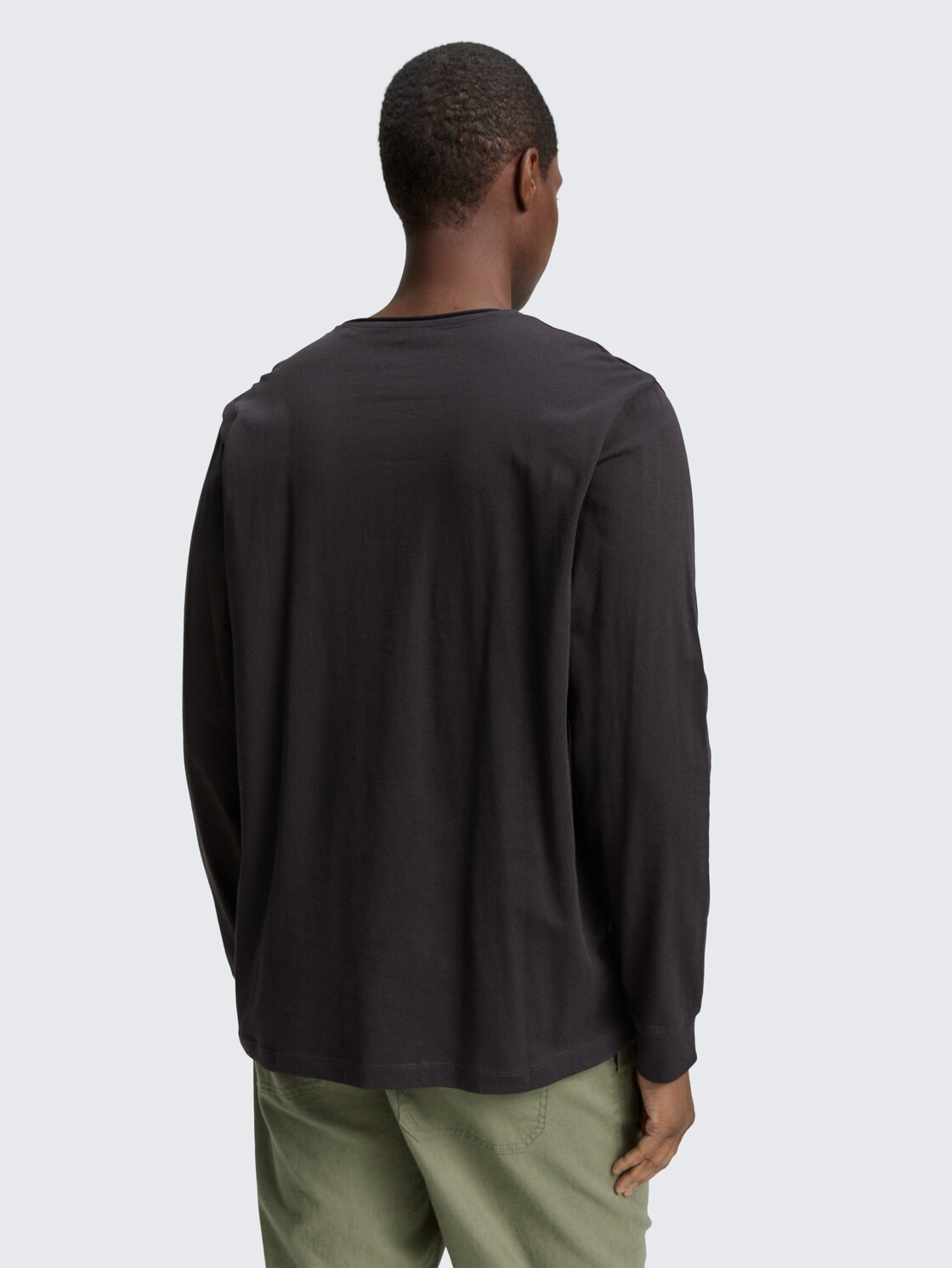 Thumbnail - TOM TAILOR DENIM Herren Langarmshirt aus Baumwolle, schwarz, Uni, Gr. XL