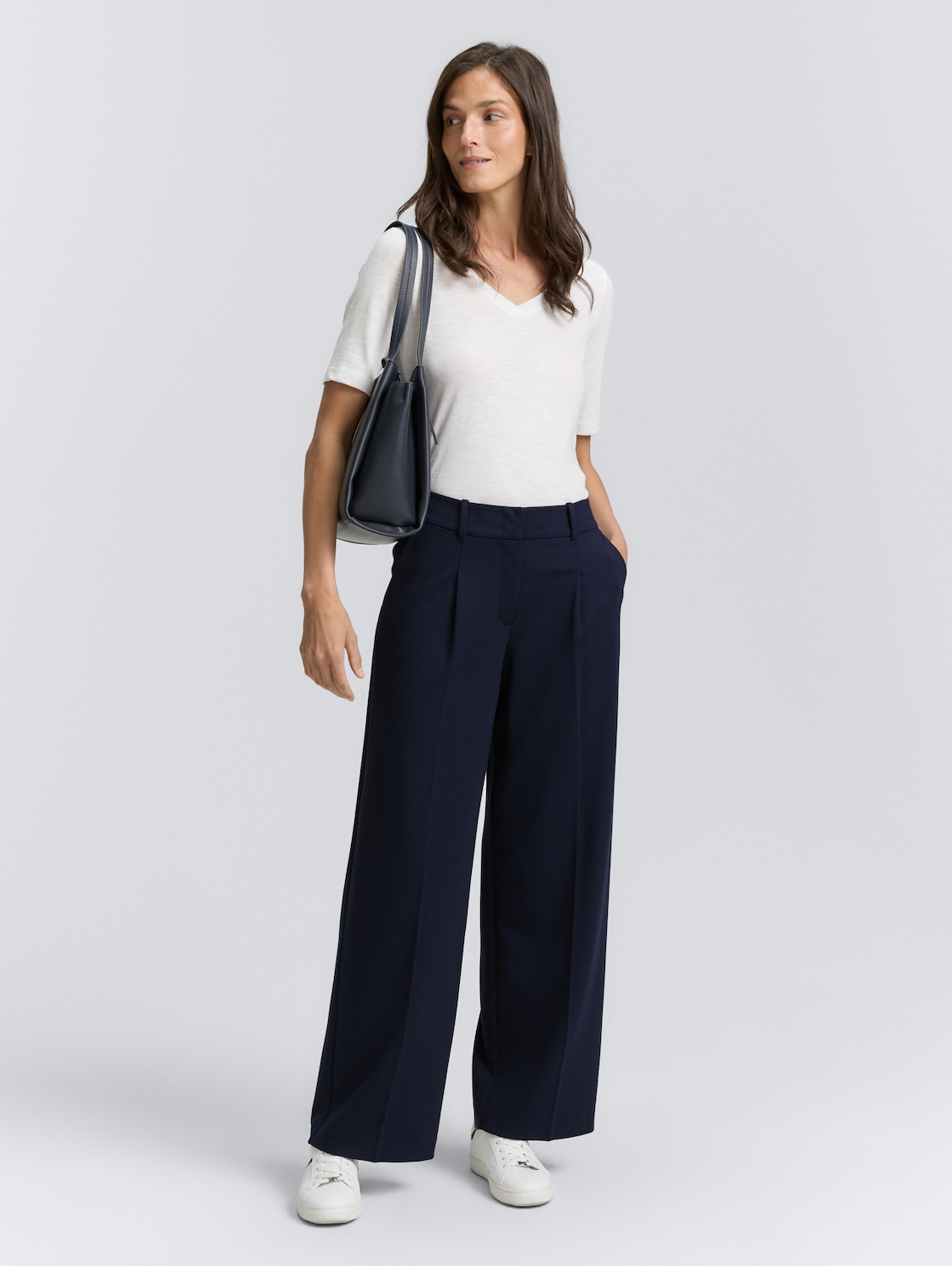Thumbnail - TOM TAILOR Damen TTLEA Wide Leg Hose, blau, Uni, Gr. 44/32