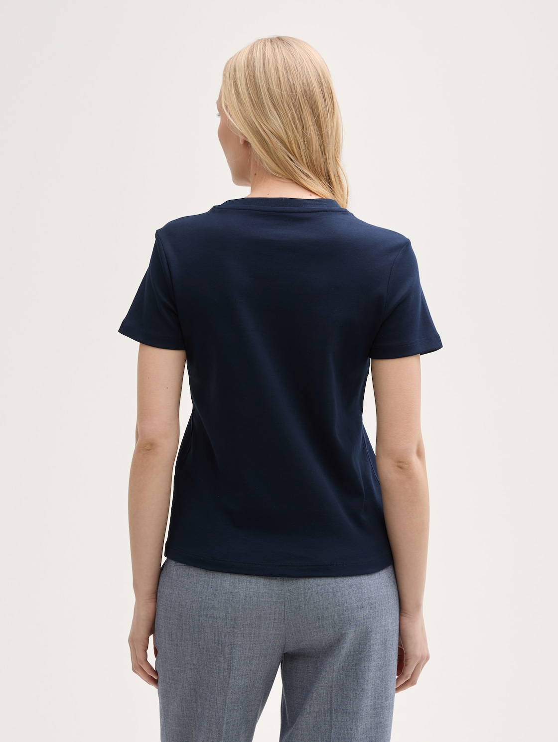 Thumbnail - TOM TAILOR Damen T-Shirt mit Rundhalsausschnitt, blau, Uni, Gr. XXXL