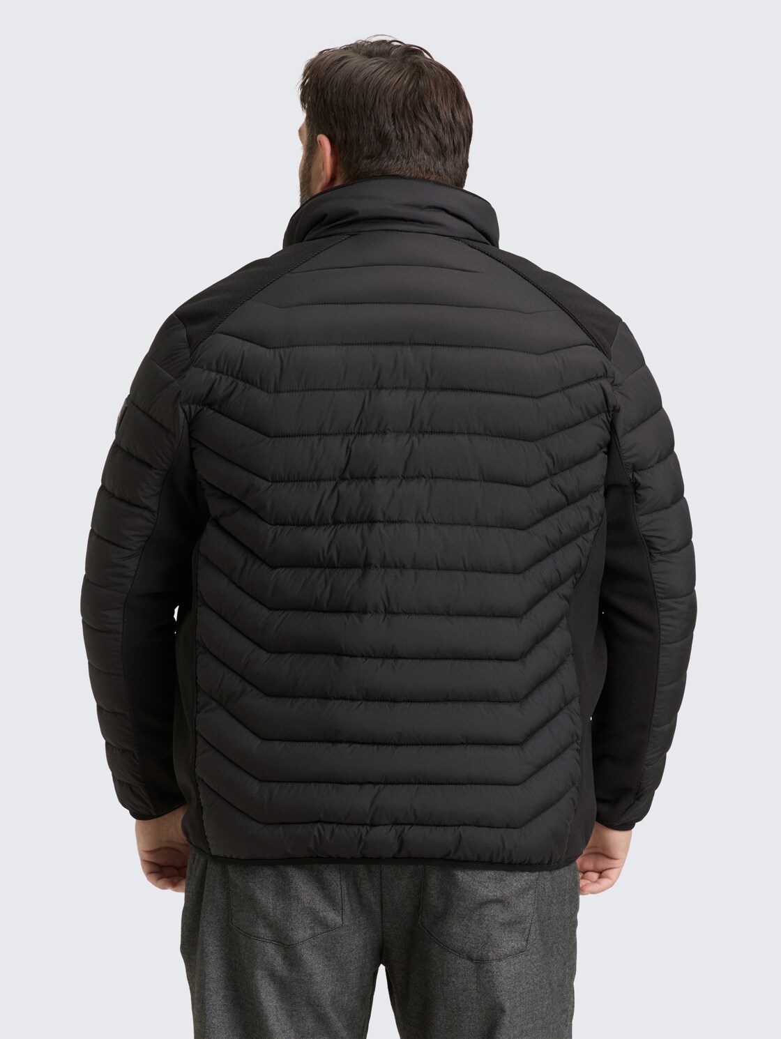 Thumbnail - TOM TAILOR Herren Plus Size - Hybrid Lightweight Steppjacke mit Stehkragen, schwarz, Uni, Gr. 2XL