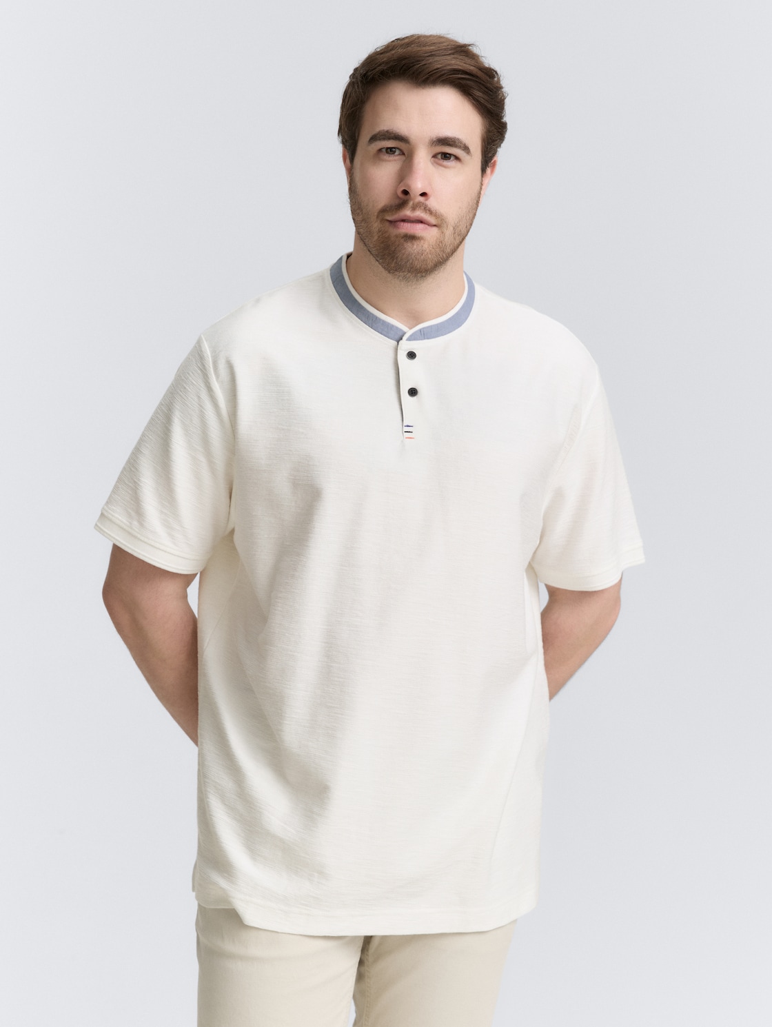 Thumbnail - TOM TAILOR Herren Plus Size - Poloshirt mit Stehkragen, weiß, Uni, Gr. 3XL