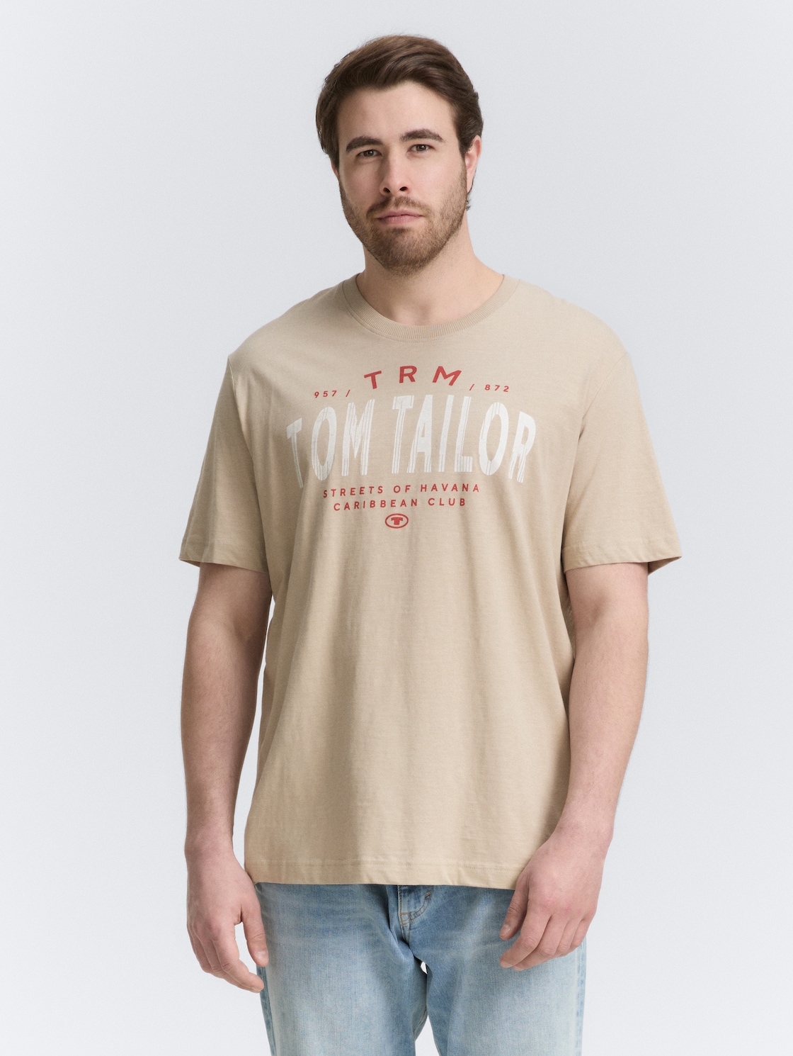 Thumbnail - TOM TAILOR Herren Plus Size -T-Shirt mit Logo-Print, braun, Uni, Gr. 4XL