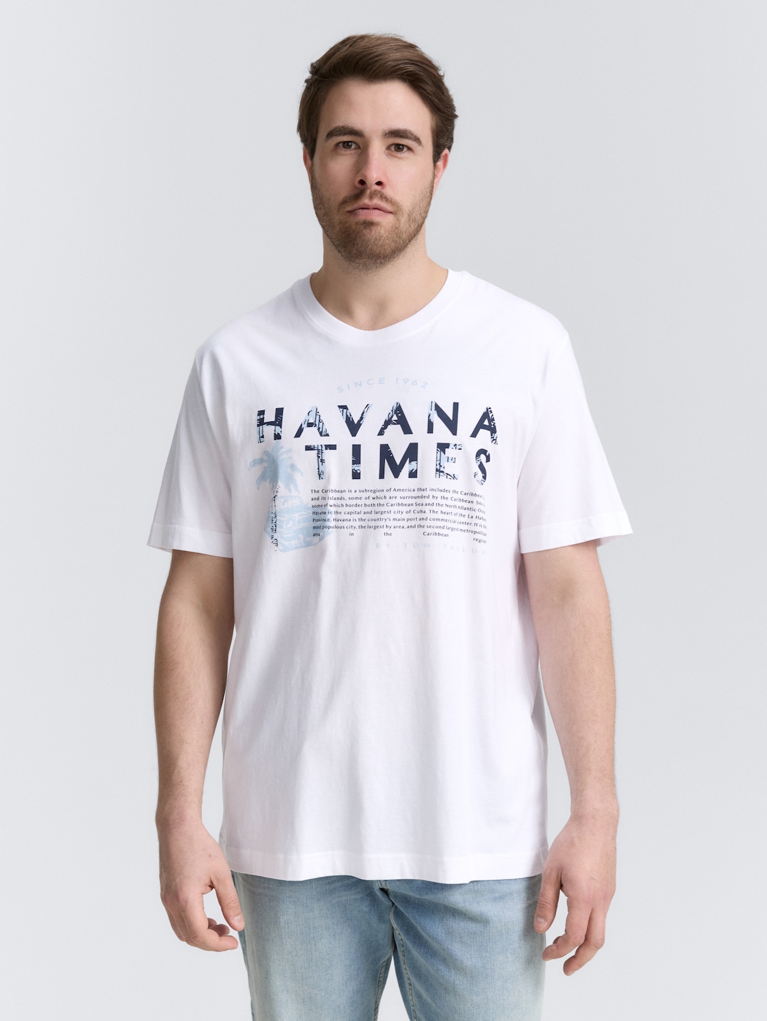 Thumbnail - TOM TAILOR Herren Plus Size -T-Shirt mit Print, weiß, Uni, Gr. 4XL