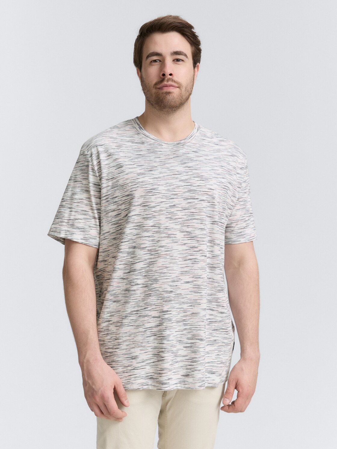 Thumbnail - TOM TAILOR Herren Plus Size - T-Shirt mit Muster, rosa, Gemustert, Gr. 5XL