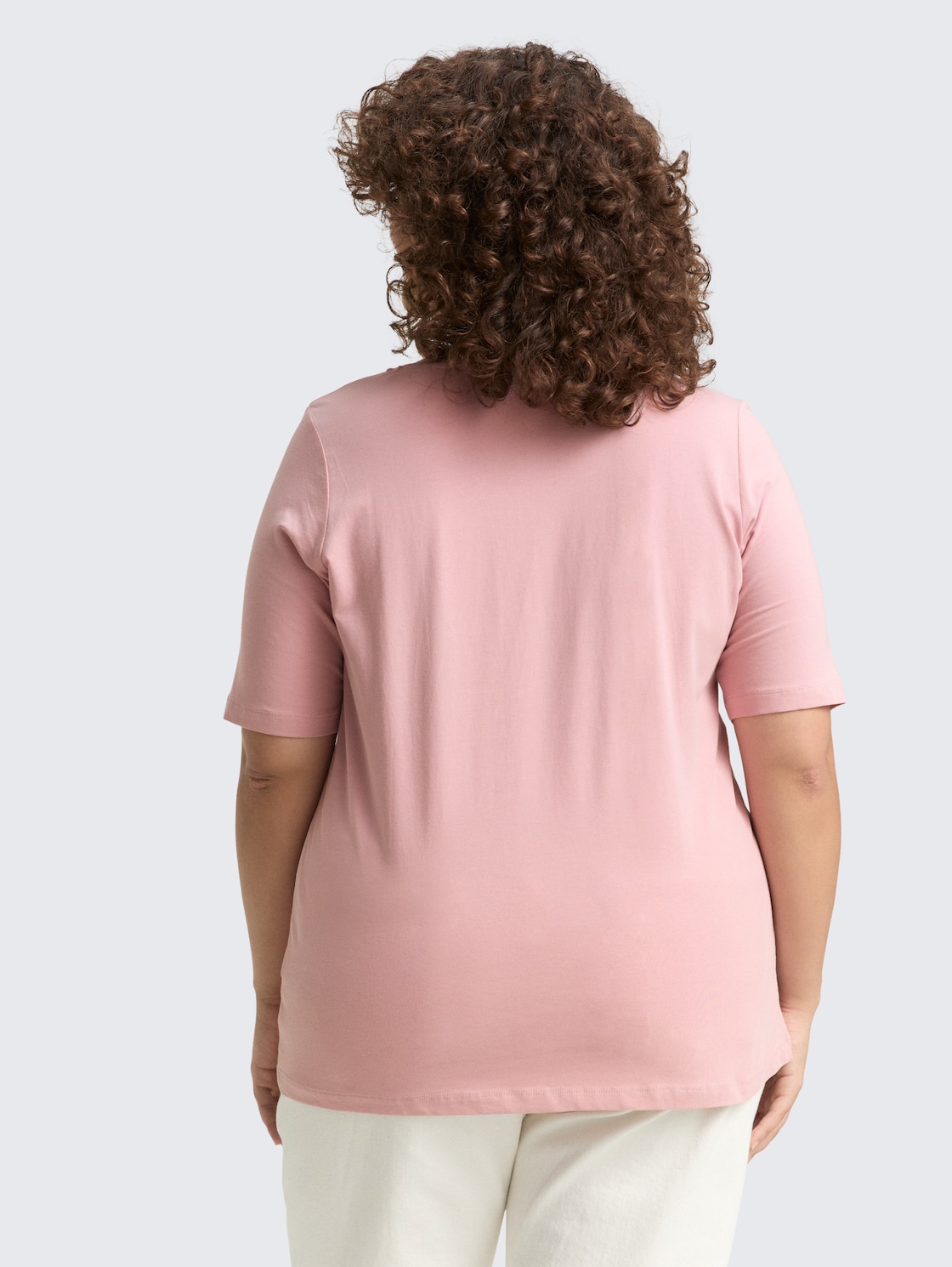 Thumbnail - TOM TAILOR Damen Plus Size - T-Shirt mit Print, rosa, Uni, Gr. 44