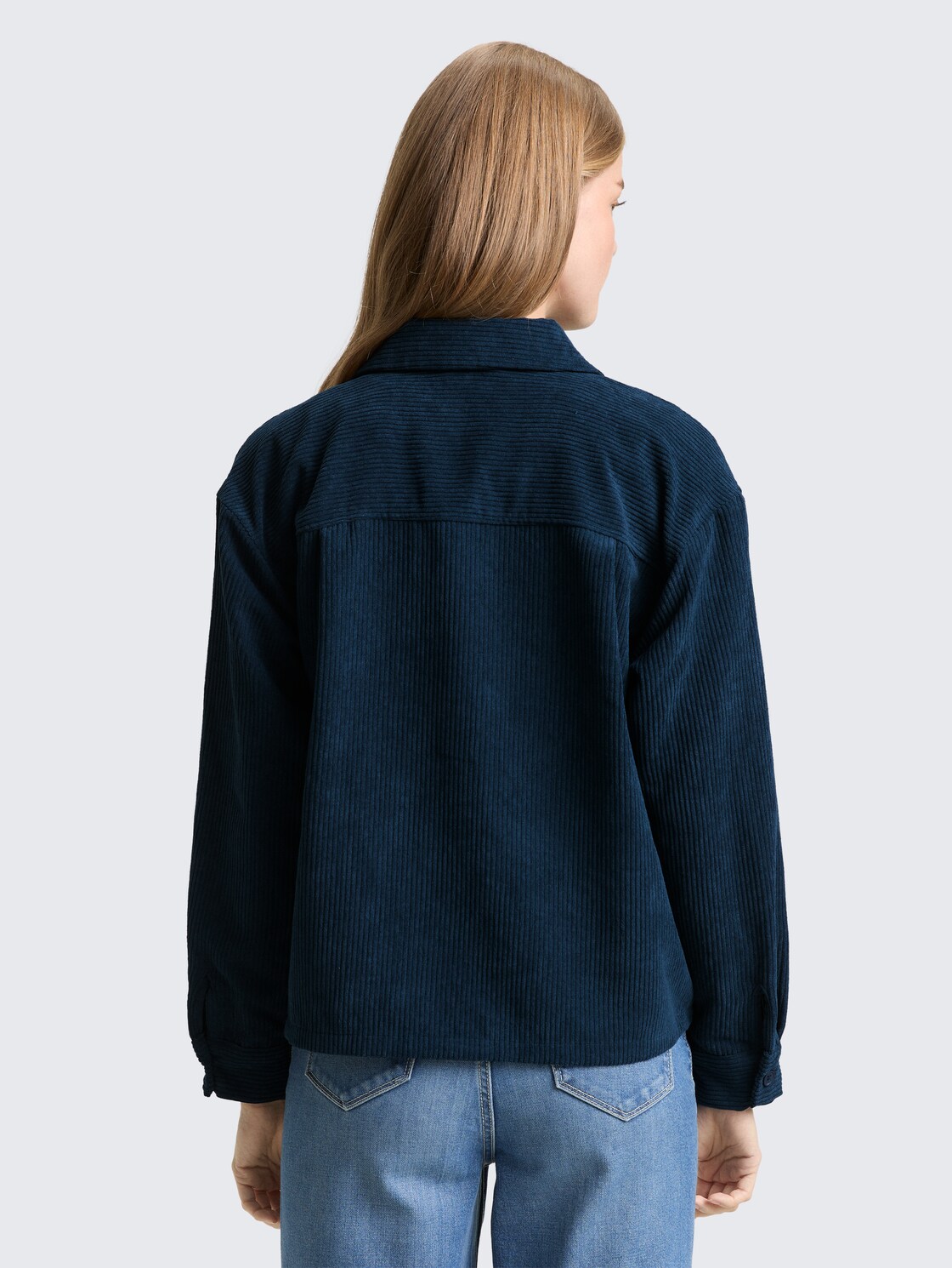 Thumbnail - TOM TAILOR DENIM Damen Boxy Fit Cordbluse, grün, Uni, Gr. XXL