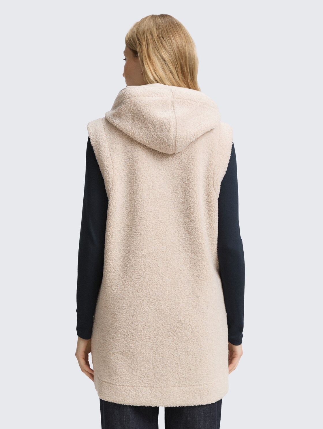Thumbnail - TOM TAILOR Damen Teddy Weste mit Kapuze, beige, Uni, Gr. XL