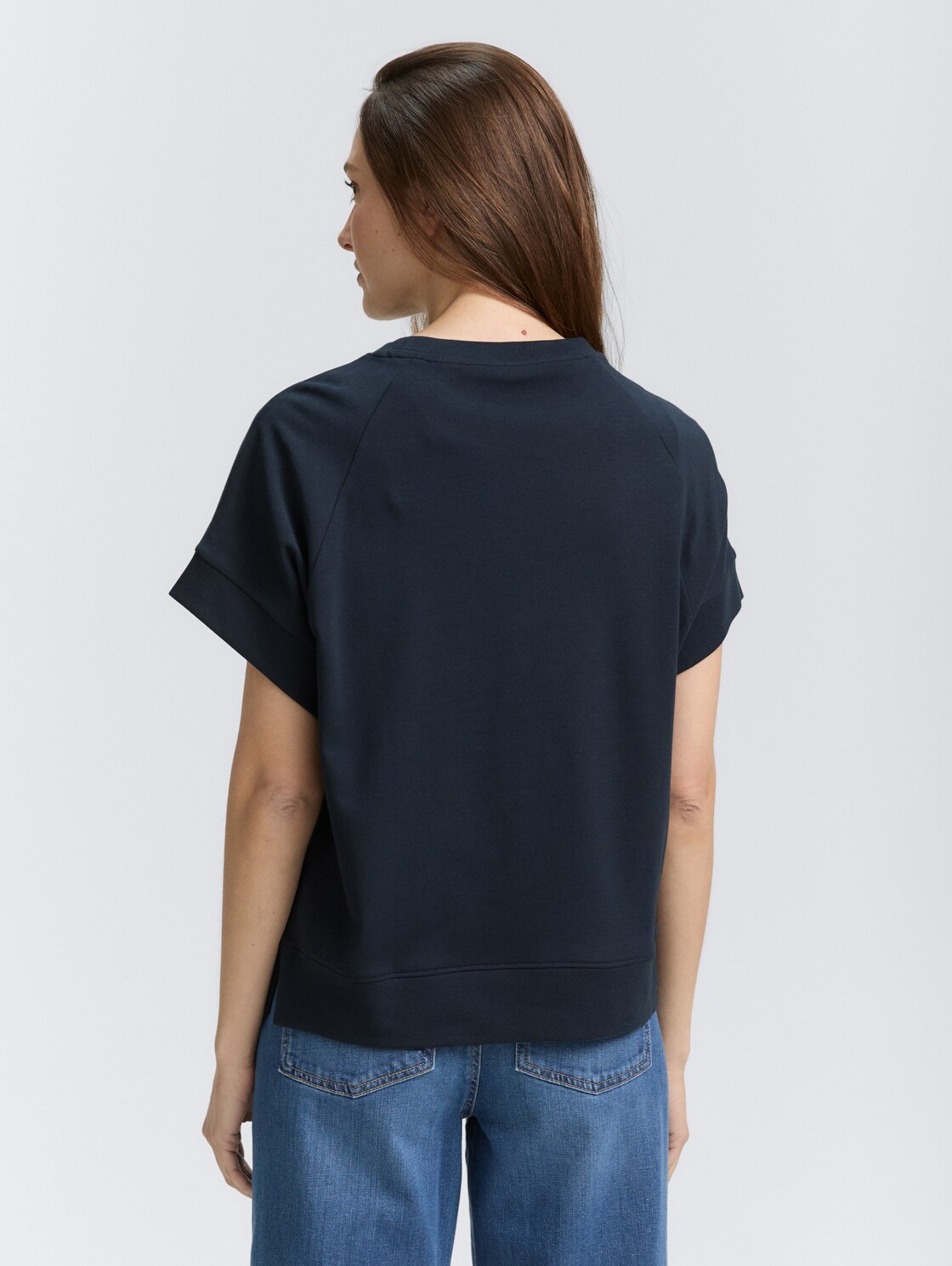 Thumbnail - TOM TAILOR Damen Loose Fit T-Shirt mit Print, blau, Uni, Gr. S