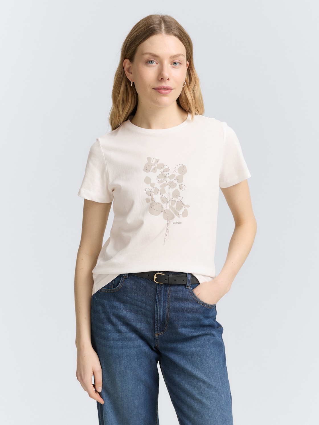 Thumbnail - TOM TAILOR Damen T-Shirt mit Print, weiß, Uni, Gr. S