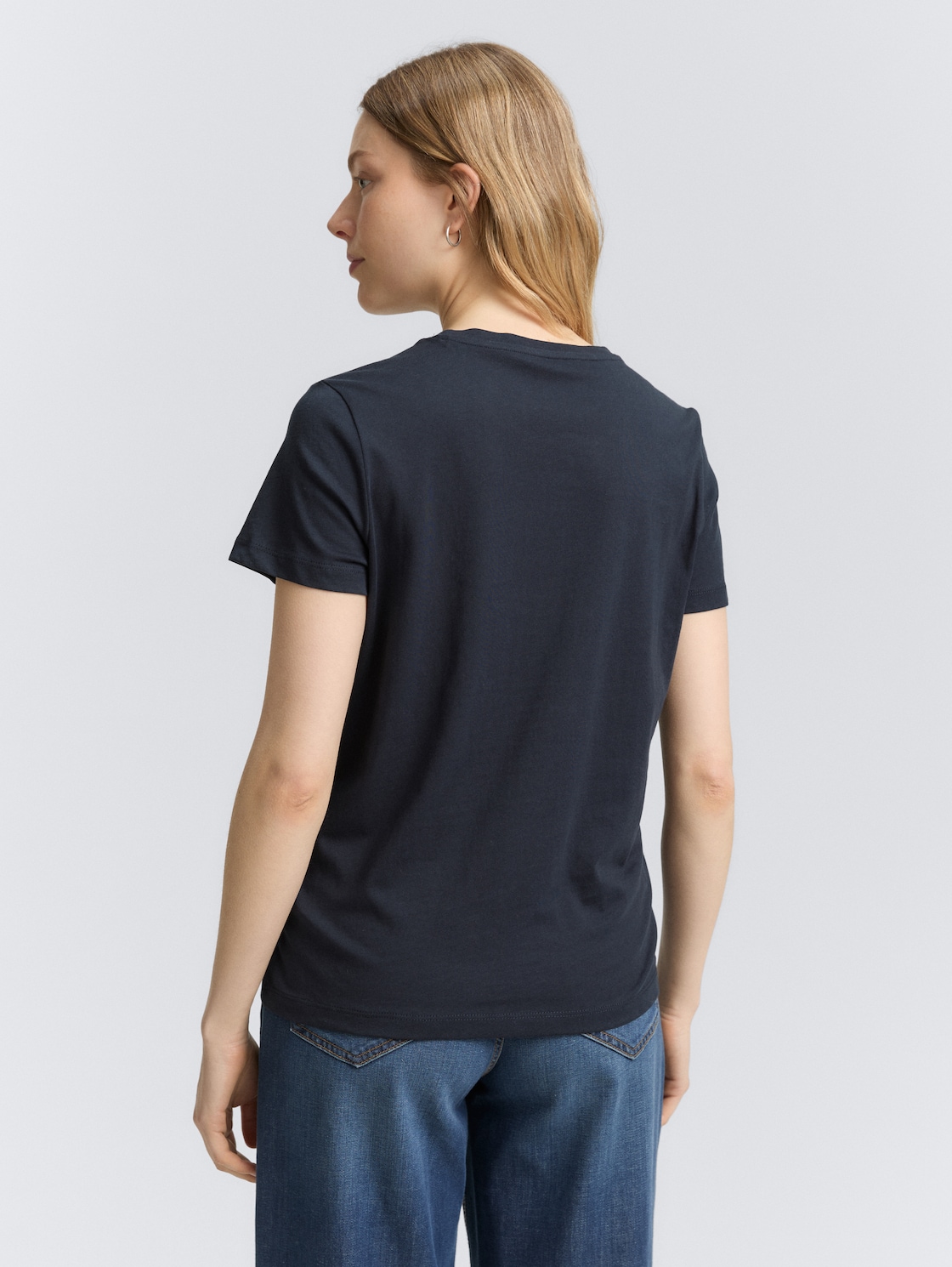 Thumbnail - TOM TAILOR Damen T-Shirt mit Print, blau, Uni, Gr. M