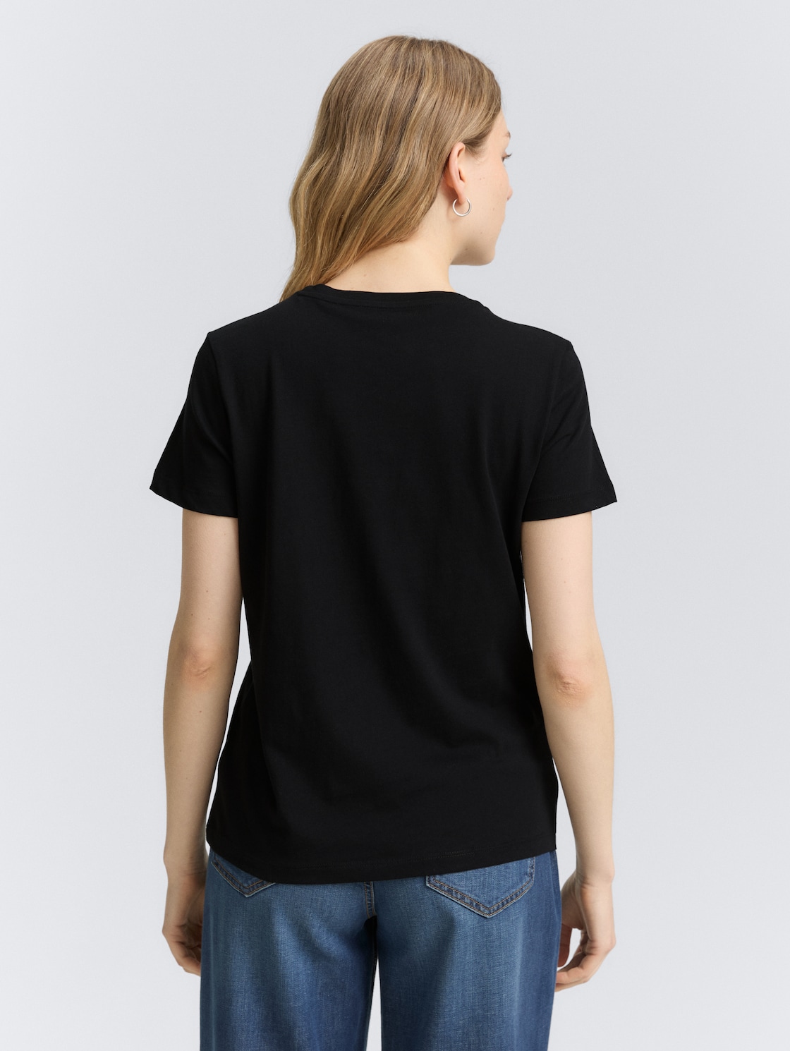 Thumbnail - TOM TAILOR Damen T-Shirt mit Print, schwarz, Uni, Gr. L