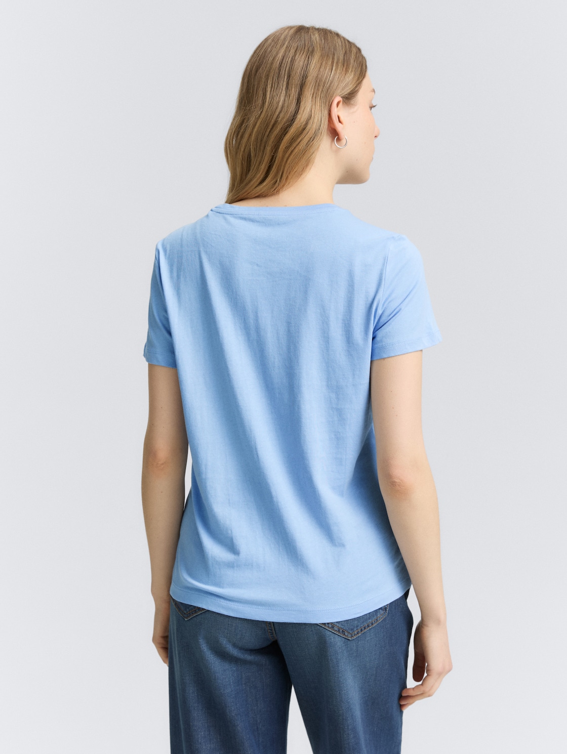 Thumbnail - TOM TAILOR Damen T-Shirt mit Print, blau, Uni, Gr. S