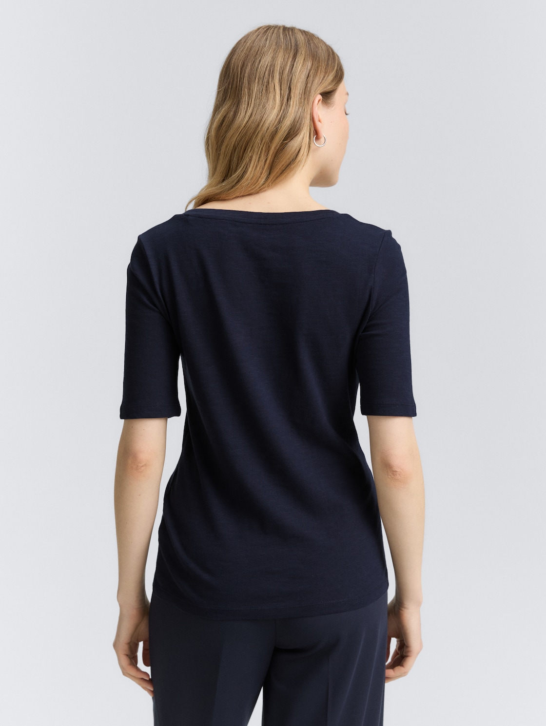 Thumbnail - TOM TAILOR Damen T-Shirt mit V-Ausschnitt, blau, Uni, Gr. S
