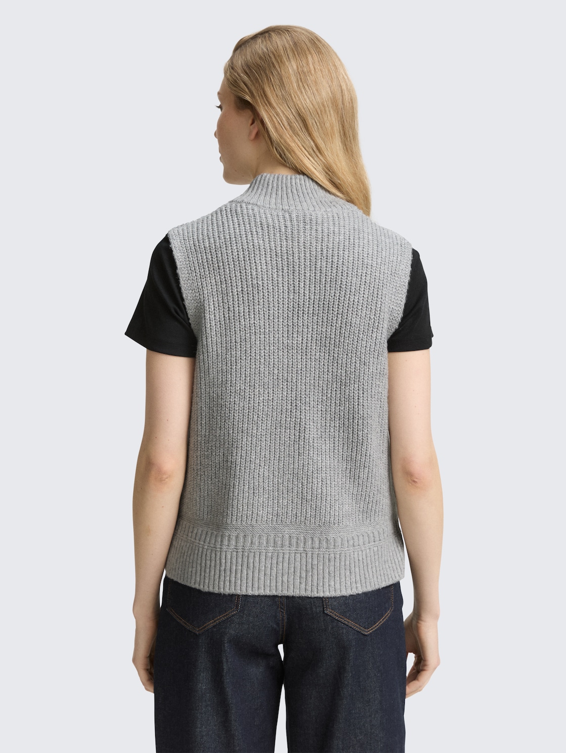 Thumbnail - TOM TAILOR Damen Troyer Pullunder, grau, Meliert, Gr. S