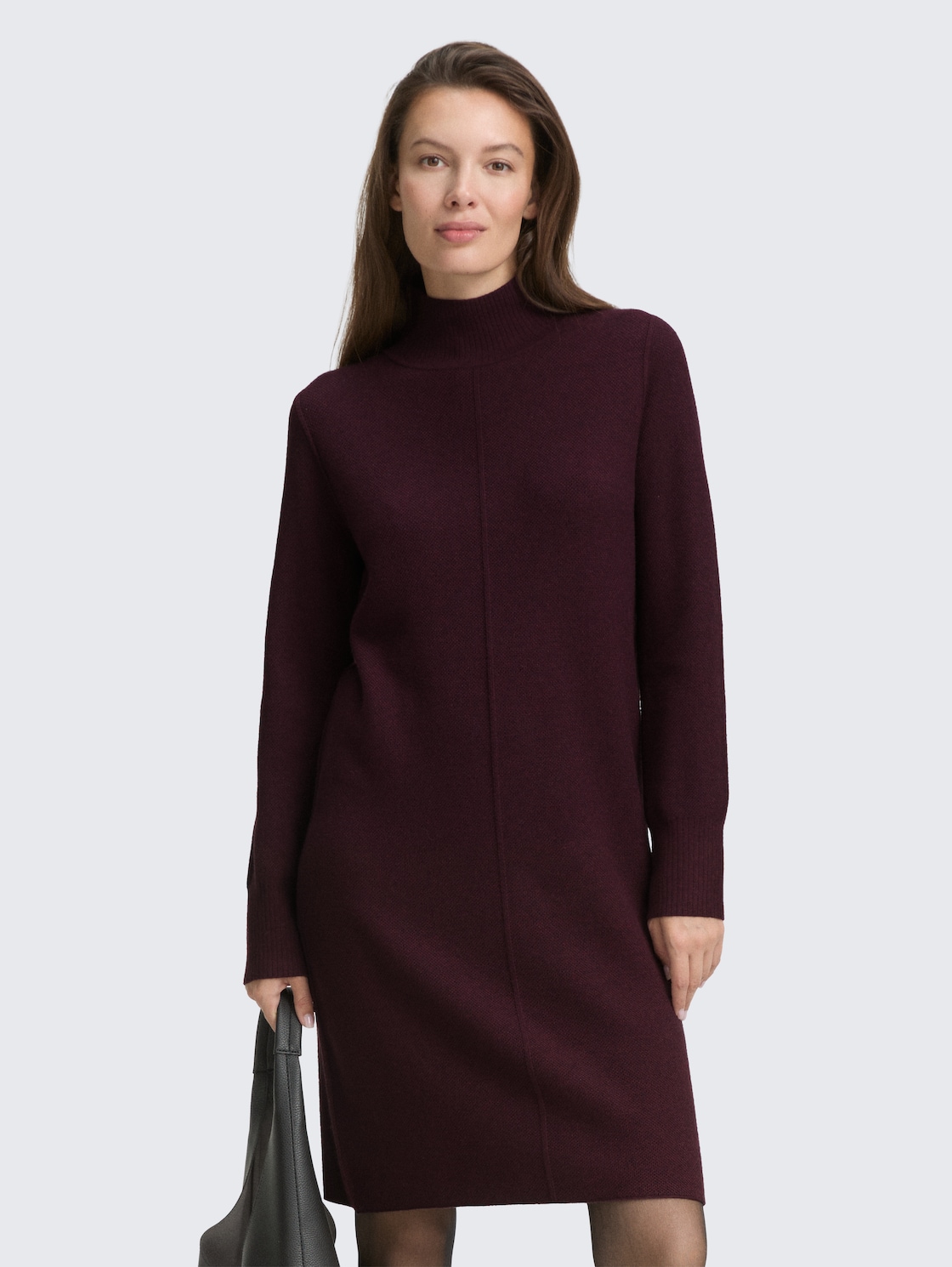 Thumbnail - TOM TAILOR Damen Strickkleid mit Stehkragen, rot, Uni, Gr. 46