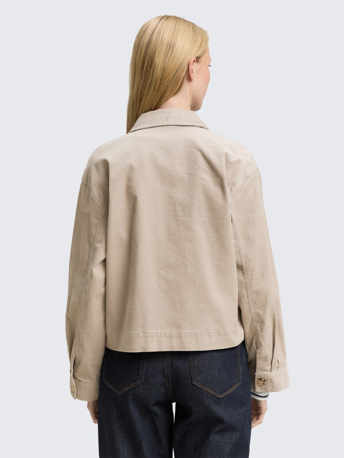 Thumbnail - TOM TAILOR Damen Oversize Cordjacke, grau, Uni, Gr. 40