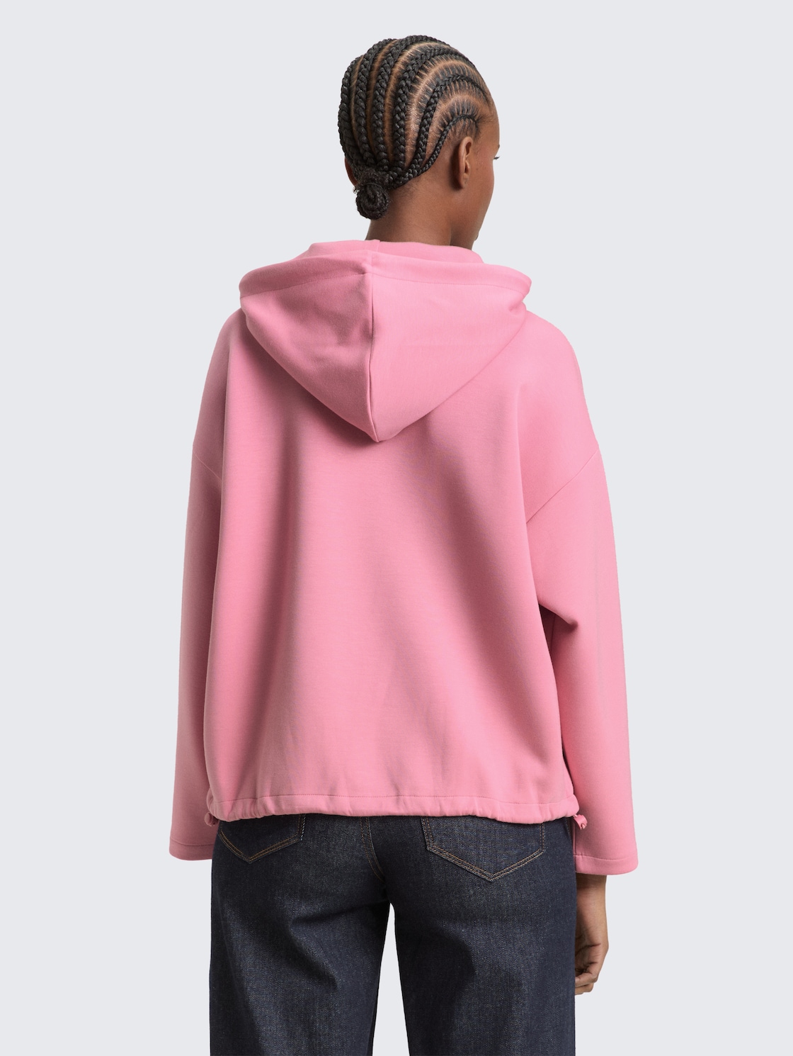 Thumbnail - TOM TAILOR DENIM Damen Loose Fit Scuba Hoodie Sweatshirt, rosa, Uni, Gr. L