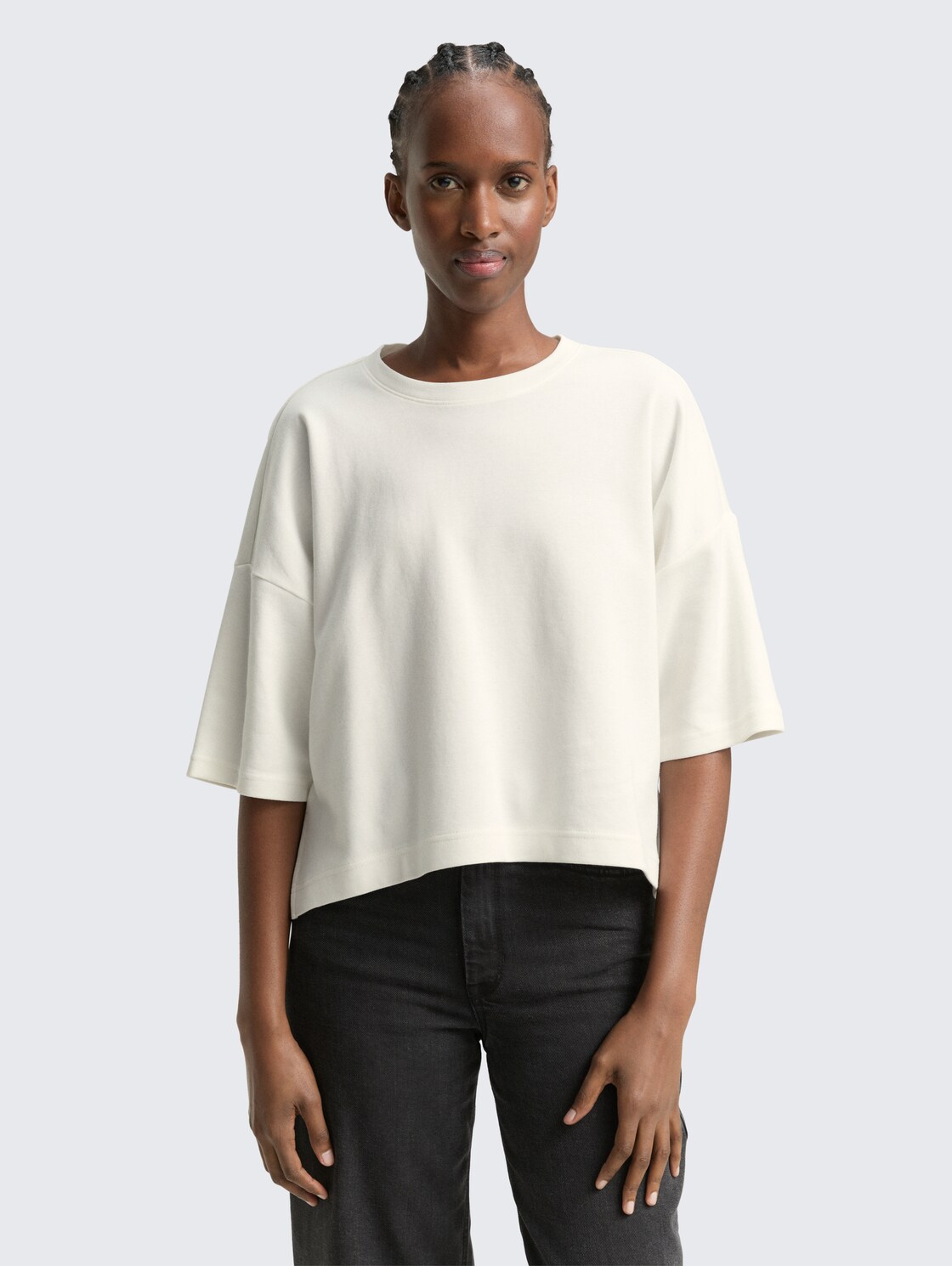 Thumbnail - TOM TAILOR DENIM Damen Boxy Fit T-Shirt, weiß, Uni, Gr. L