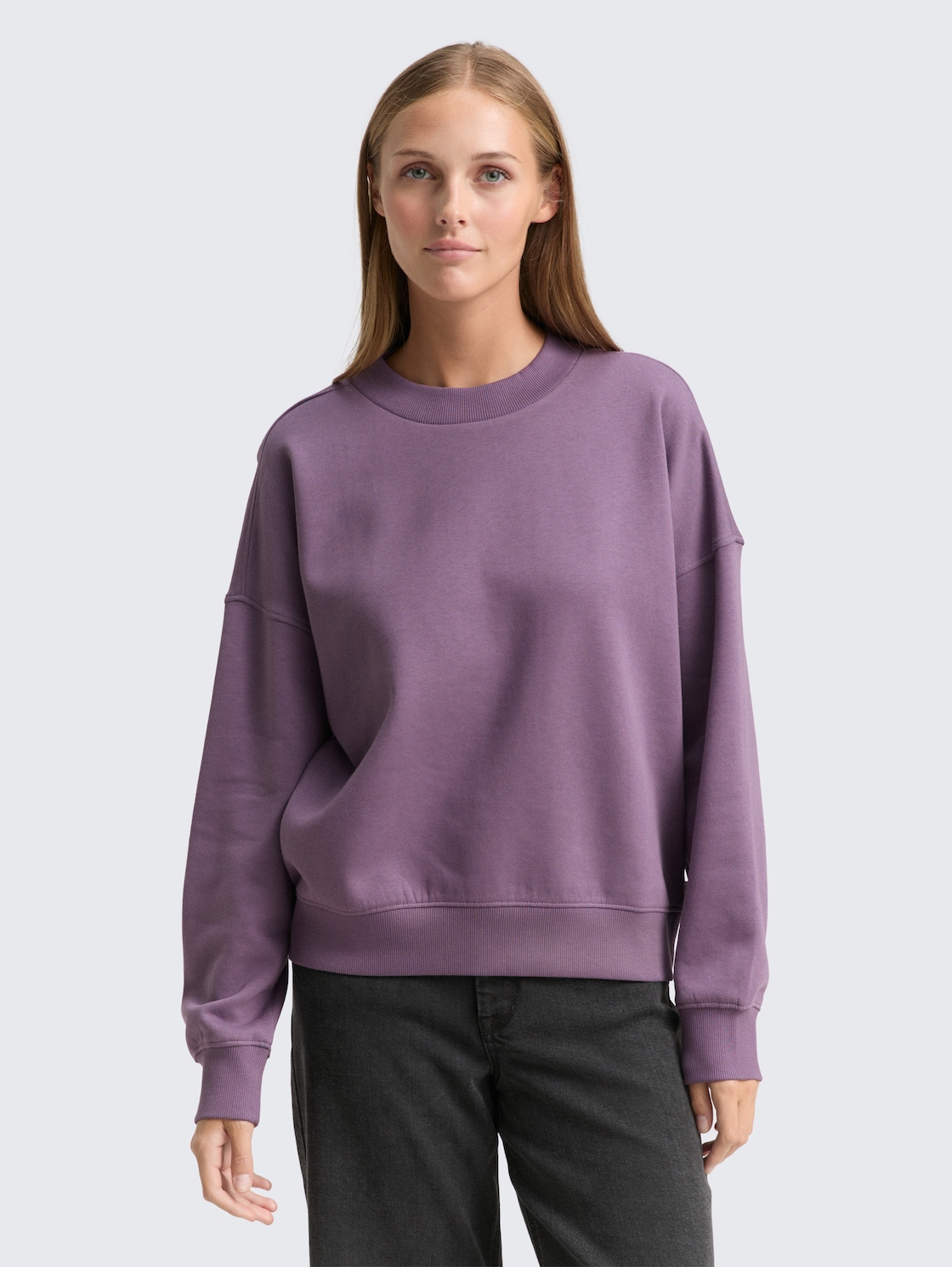 Thumbnail - TOM TAILOR DENIM Damen Loose Fit Sweatshirt, bunt, Uni, Gr. S