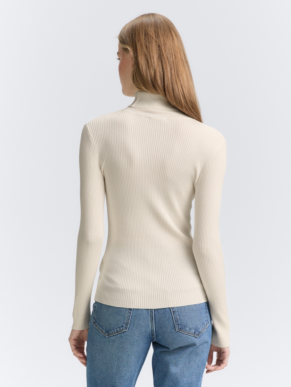 Thumbnail - TOM TAILOR DENIM Damen Ripp Rollkragenpullover, weiß, Uni, Gr. M