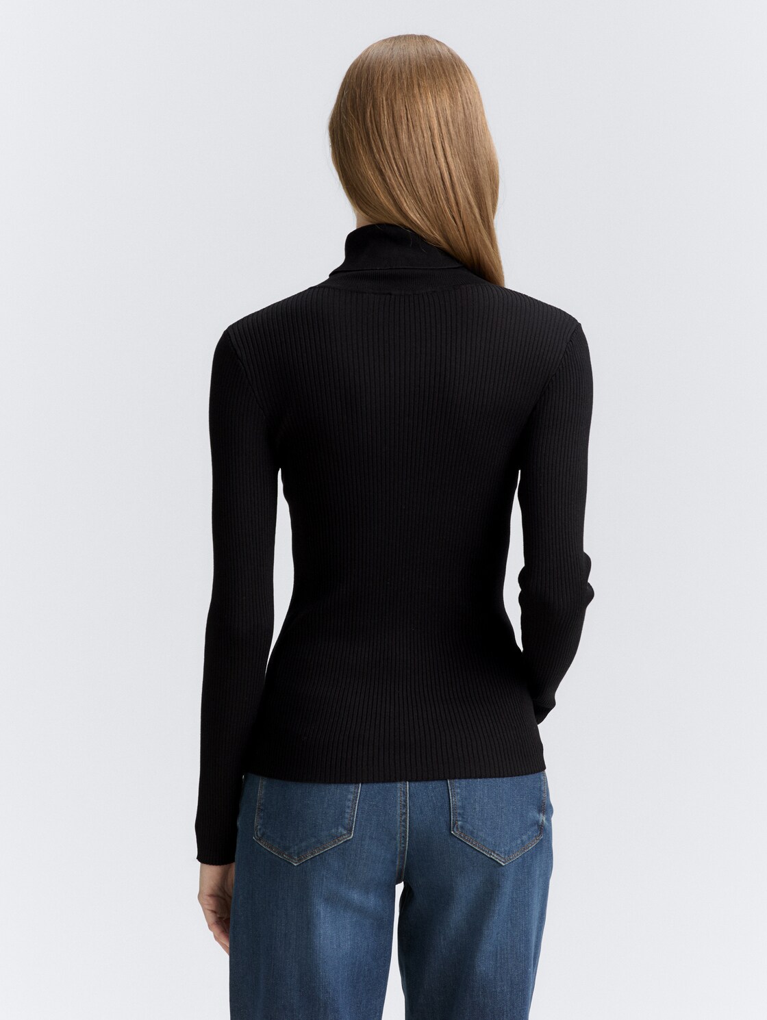 Thumbnail - TOM TAILOR DENIM Damen Ripp Rollkragenpullover, schwarz, Uni, Gr. XXL