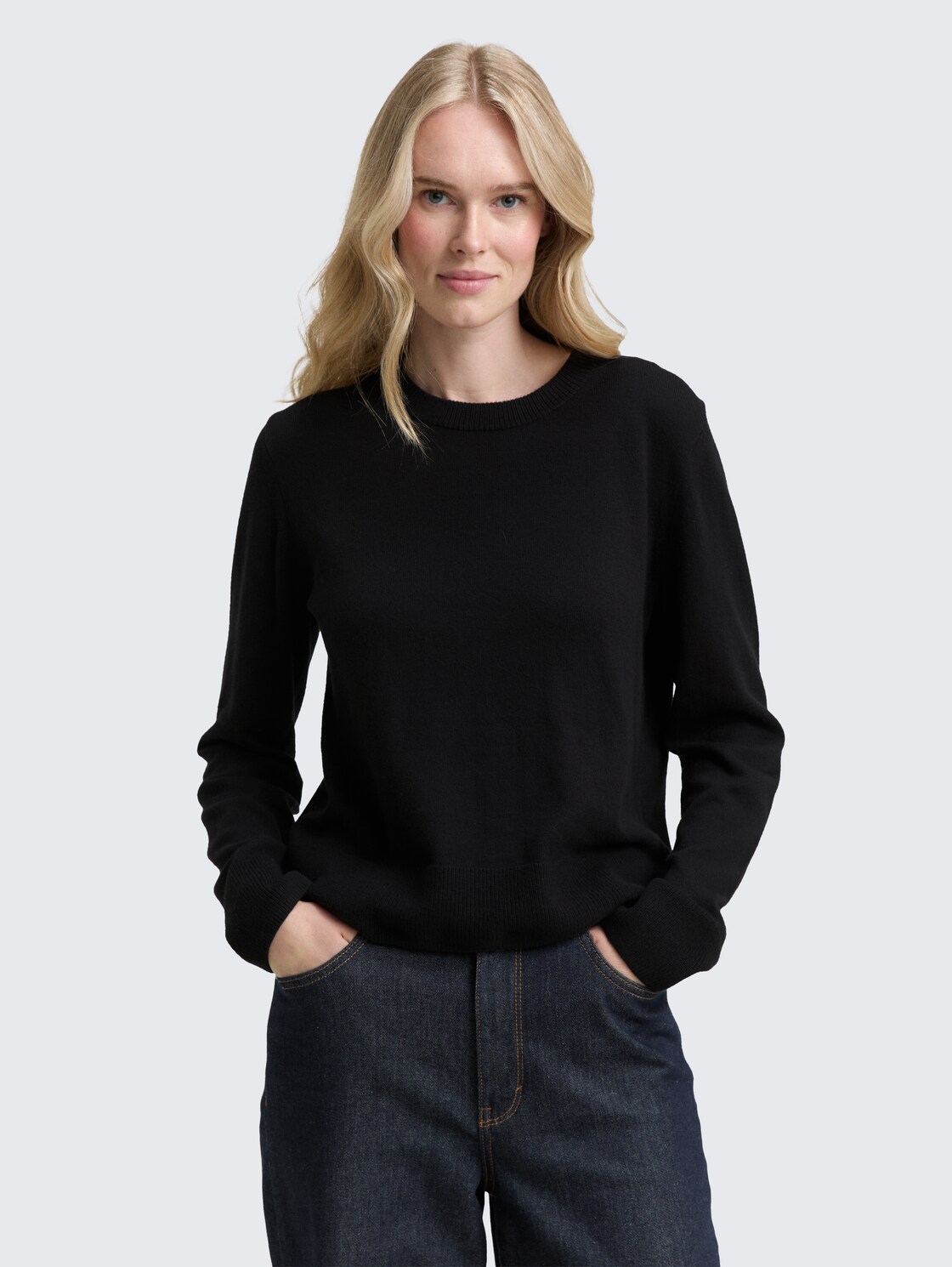 Thumbnail - TOM TAILOR Damen Strickpullover mit Kaschmir-Anteil, schwarz, Uni, Gr. XS