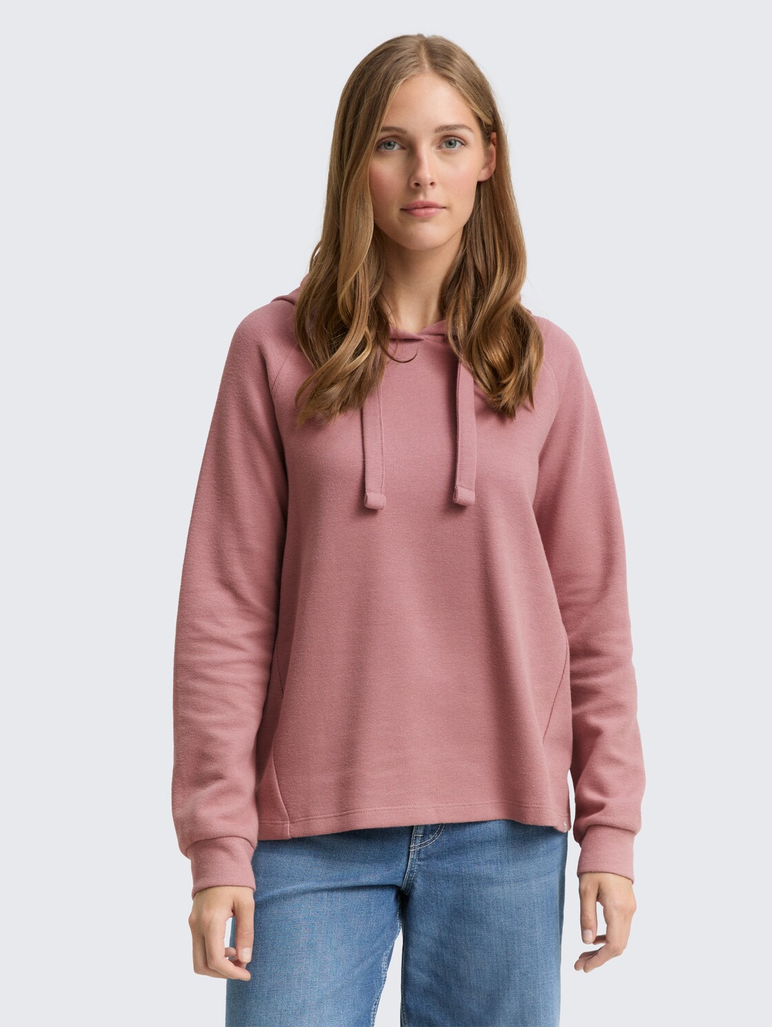 Thumbnail - TOM TAILOR DENIM Damen Loose Fit Hoodie Sweatshirt, rosa, Uni, Gr. S