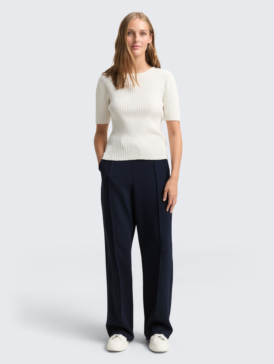 Thumbnail - TOM TAILOR DENIM Damen Straight Scuba Hose, blau, Uni, Gr. XL