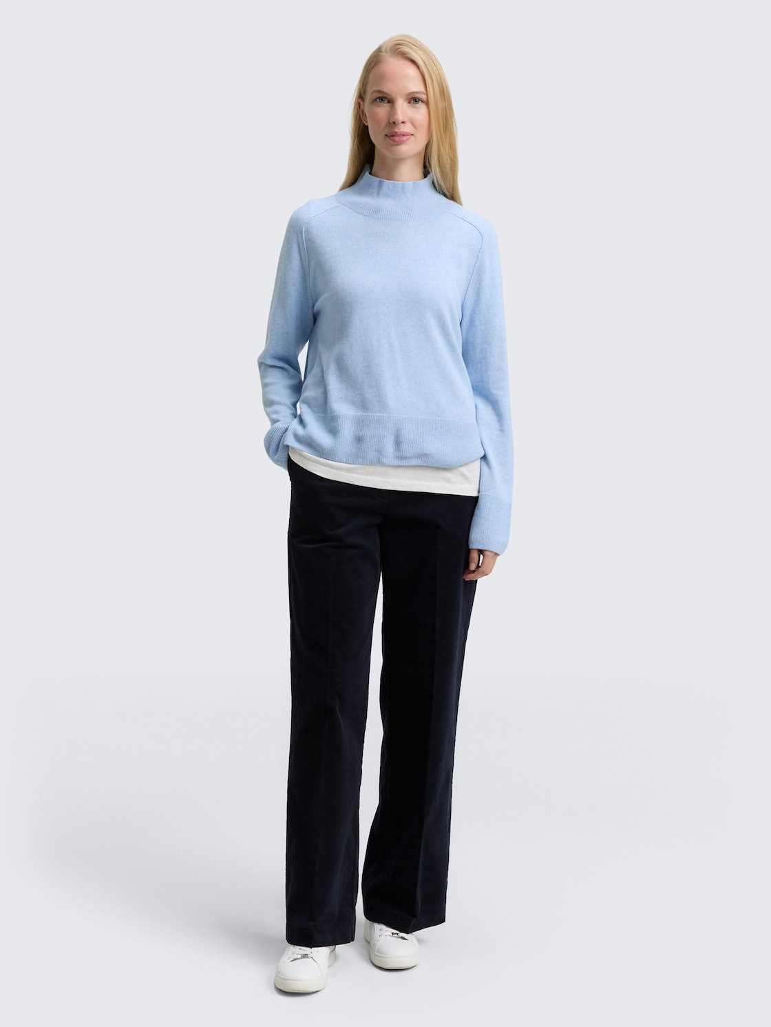 Thumbnail - TOM TAILOR Damen TTLEA Wide Leg Cordhose, blau, Uni, Gr. 42/32