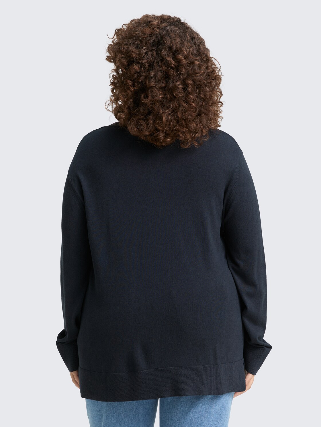 Thumbnail - TOM TAILOR Damen Plus Size - Loose Fit Strickpullover, blau, Uni, Gr. 52
