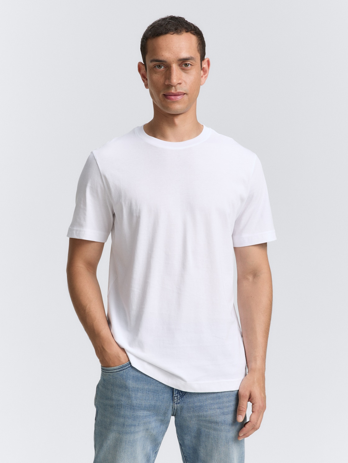 Thumbnail - TOM TAILOR Herren T-Shirts aus Baumwolle im 2er-Pack, weiß, Uni, Gr. L