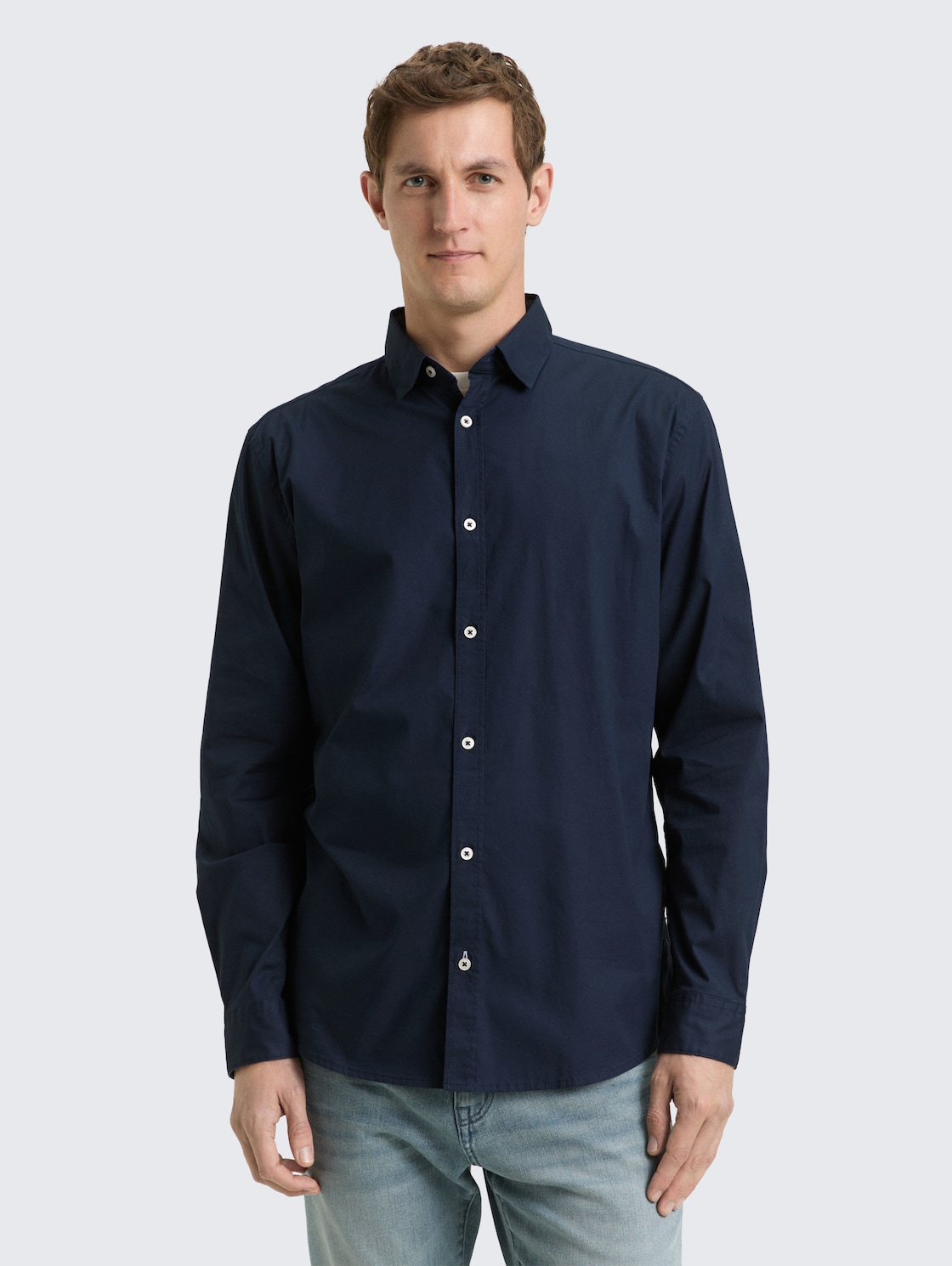 Thumbnail - TOM TAILOR Herren Regular Fit Hemd mit Stretch, blau, Uni, Gr. XXXL