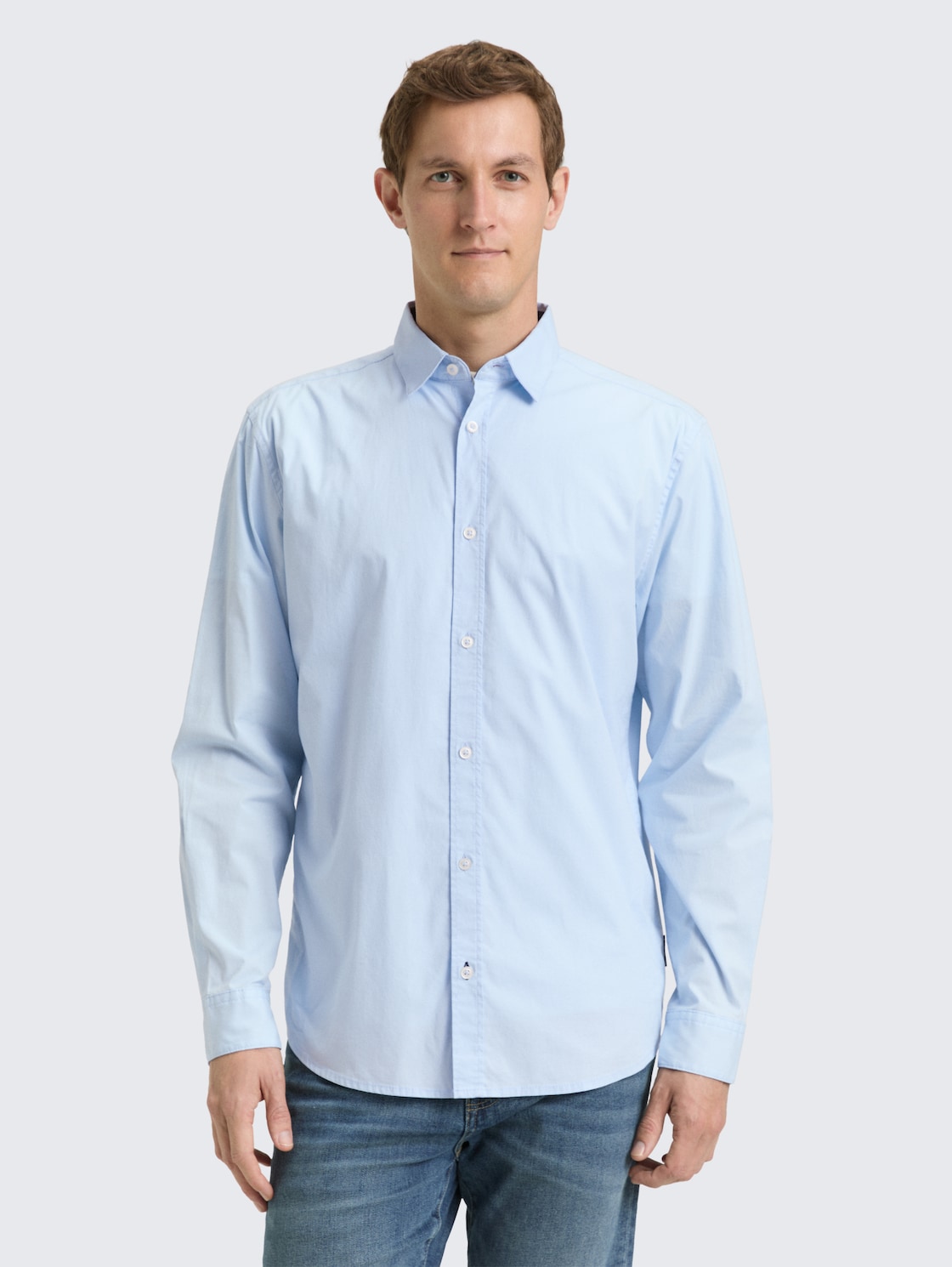 Thumbnail - TOM TAILOR Herren Regular Fit Hemd mit Stretch, blau, Uni, Gr. L