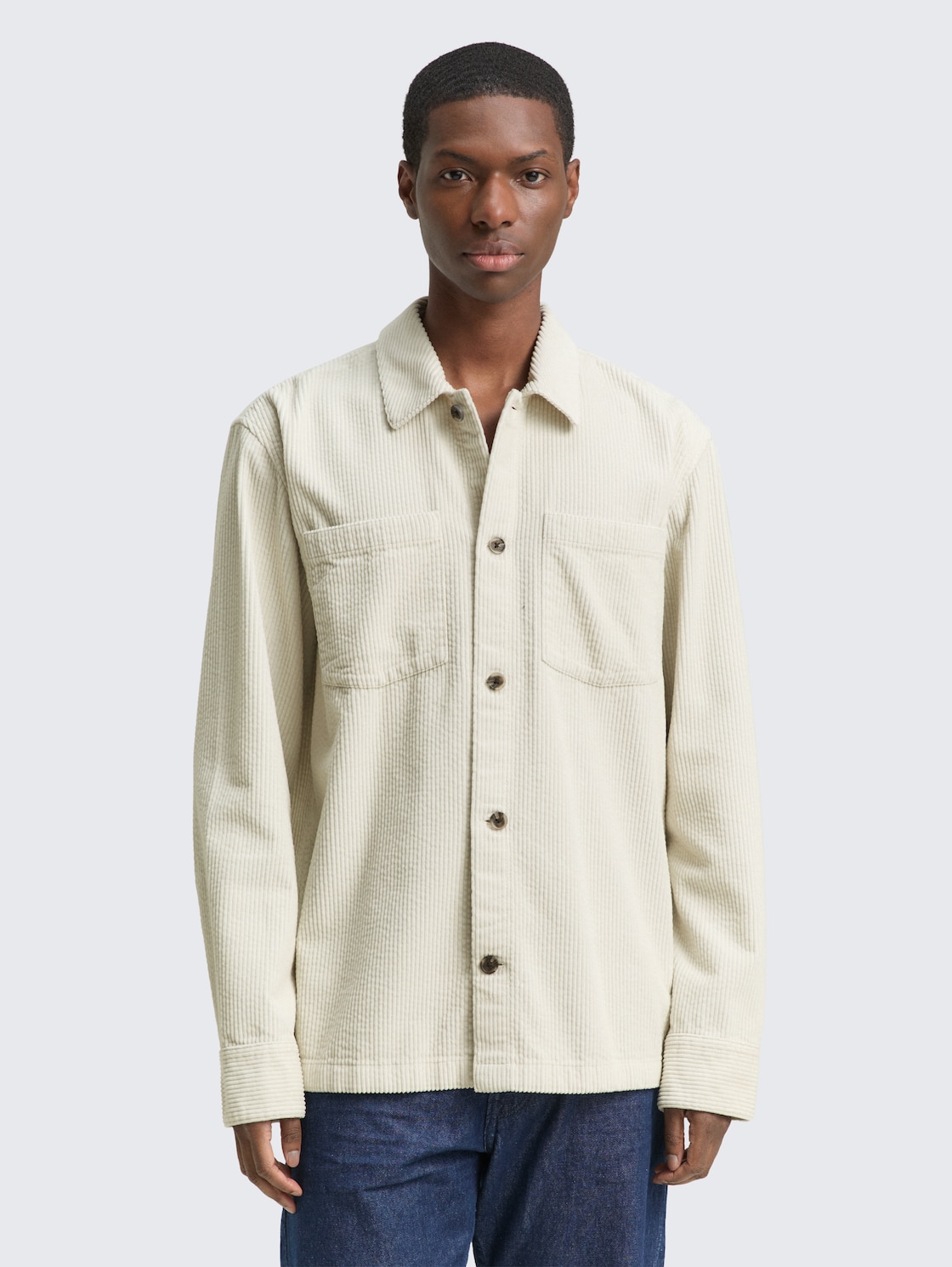 Thumbnail - TOM TAILOR DENIM Herren Overshirt aus Cord, weiß, Uni, Gr. L