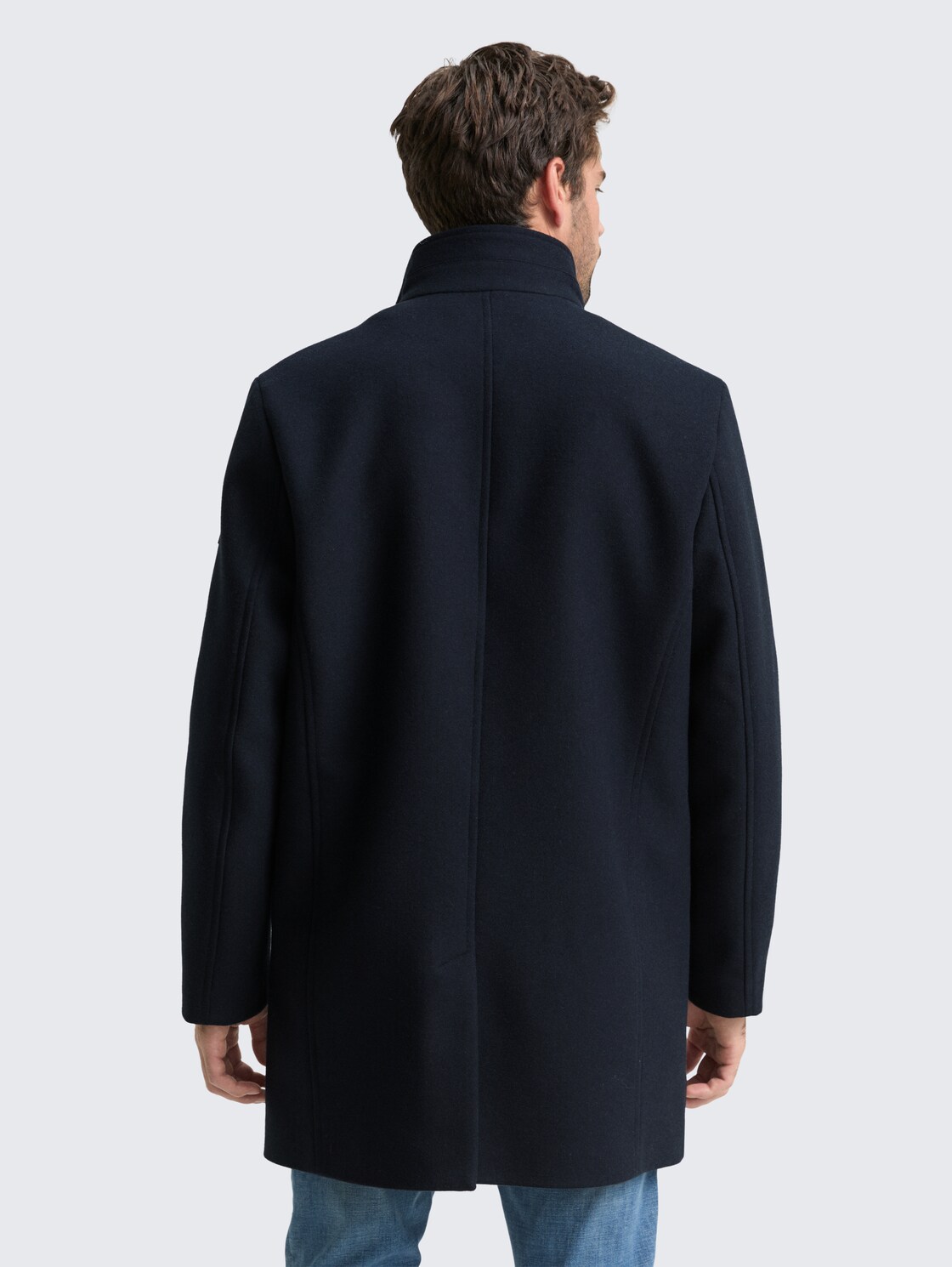 Thumbnail - TOM TAILOR Herren 2-in-1 Wollmantel mit abnehmbarer Innenjacke, blau, Uni, Gr. XXXL
