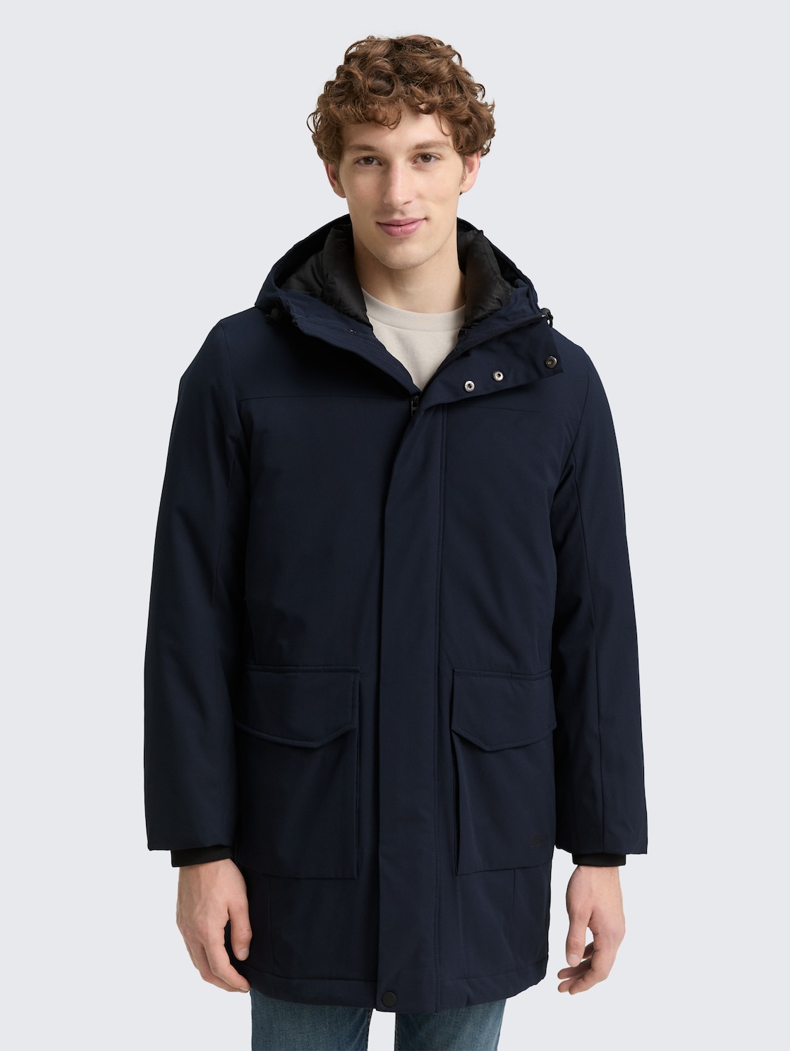 Thumbnail - TOM TAILOR DENIM Herren Parka mit wasserabweisender Funktion, blau, Uni, Gr. S