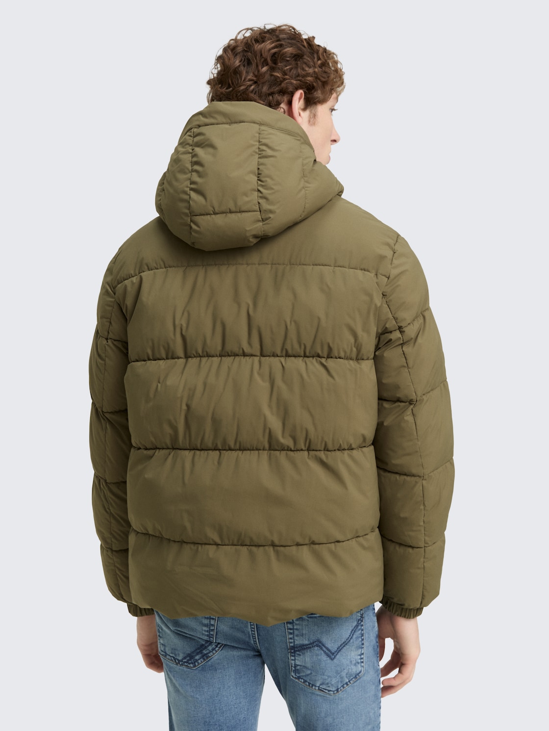 Thumbnail - TOM TAILOR DENIM Herren Lightweight Puffer-Jacke mit Kapuze, grün, Uni, Gr. S