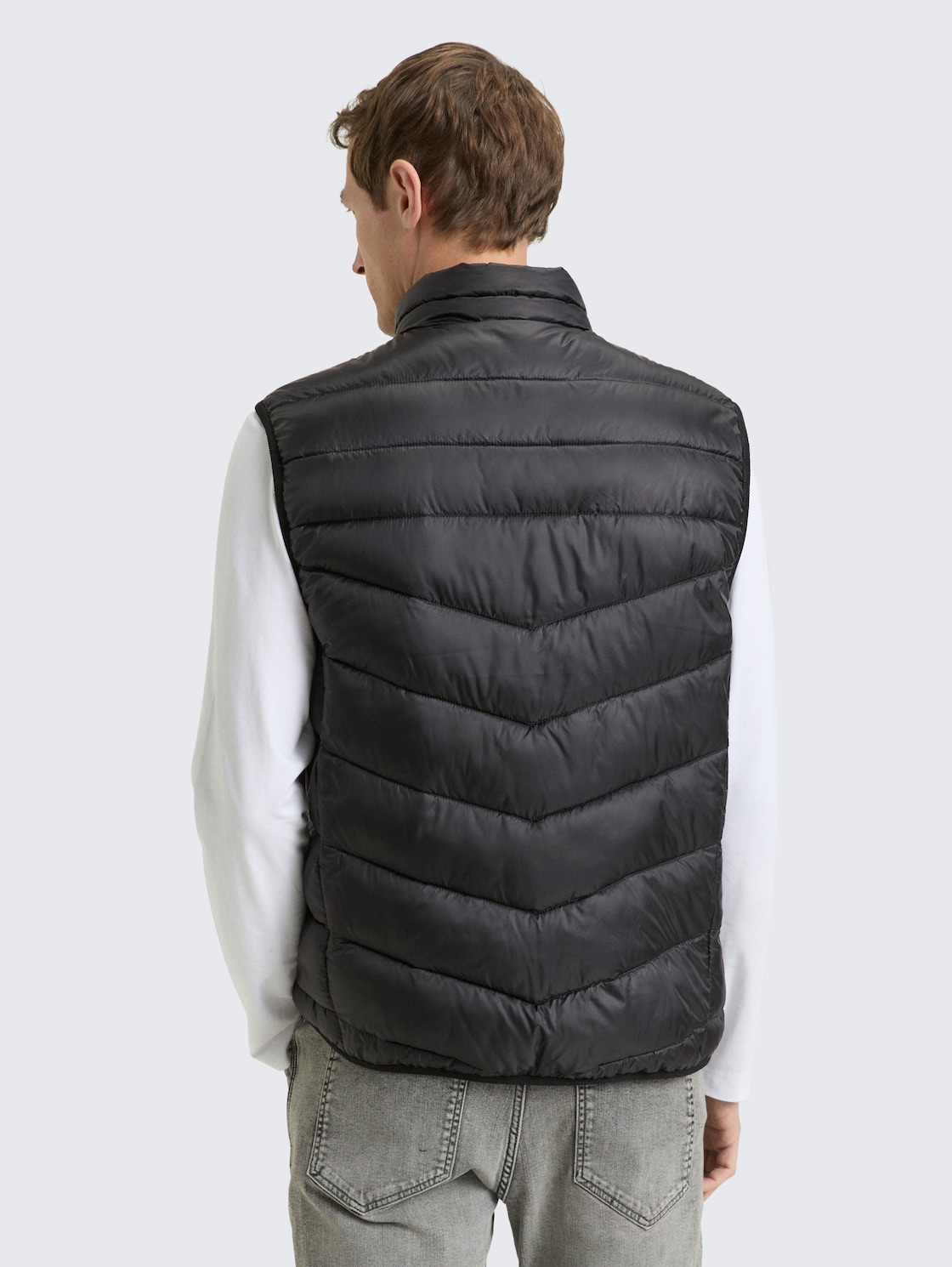 Thumbnail - TOM TAILOR Herren Lightweight Steppweste mit Stehkragen, schwarz, Uni, Gr. XXL