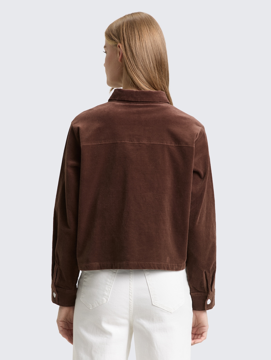 Thumbnail - TOM TAILOR DENIM Damen Boxy Fit Hemdbluse aus Samt, braun, Uni, Gr. XXL